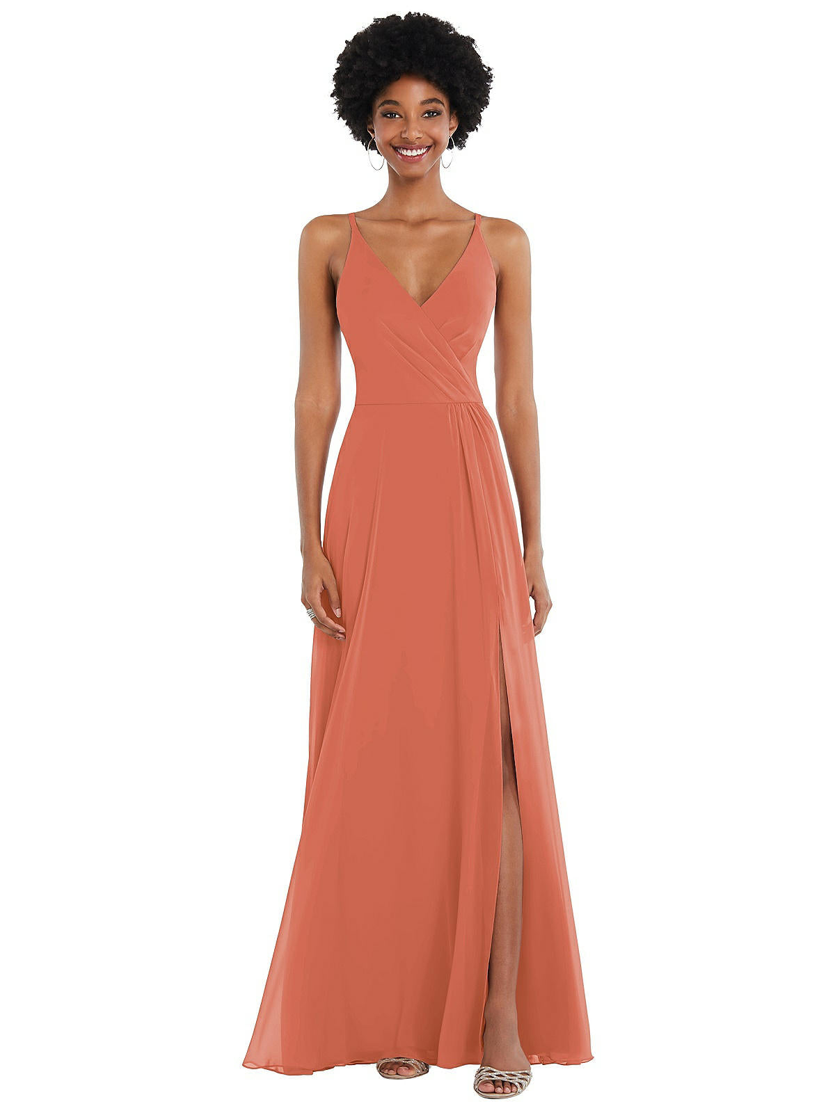 After Six Scoop Neck Convertible Tie-strap Maxi Dress With Front Slit In Pink