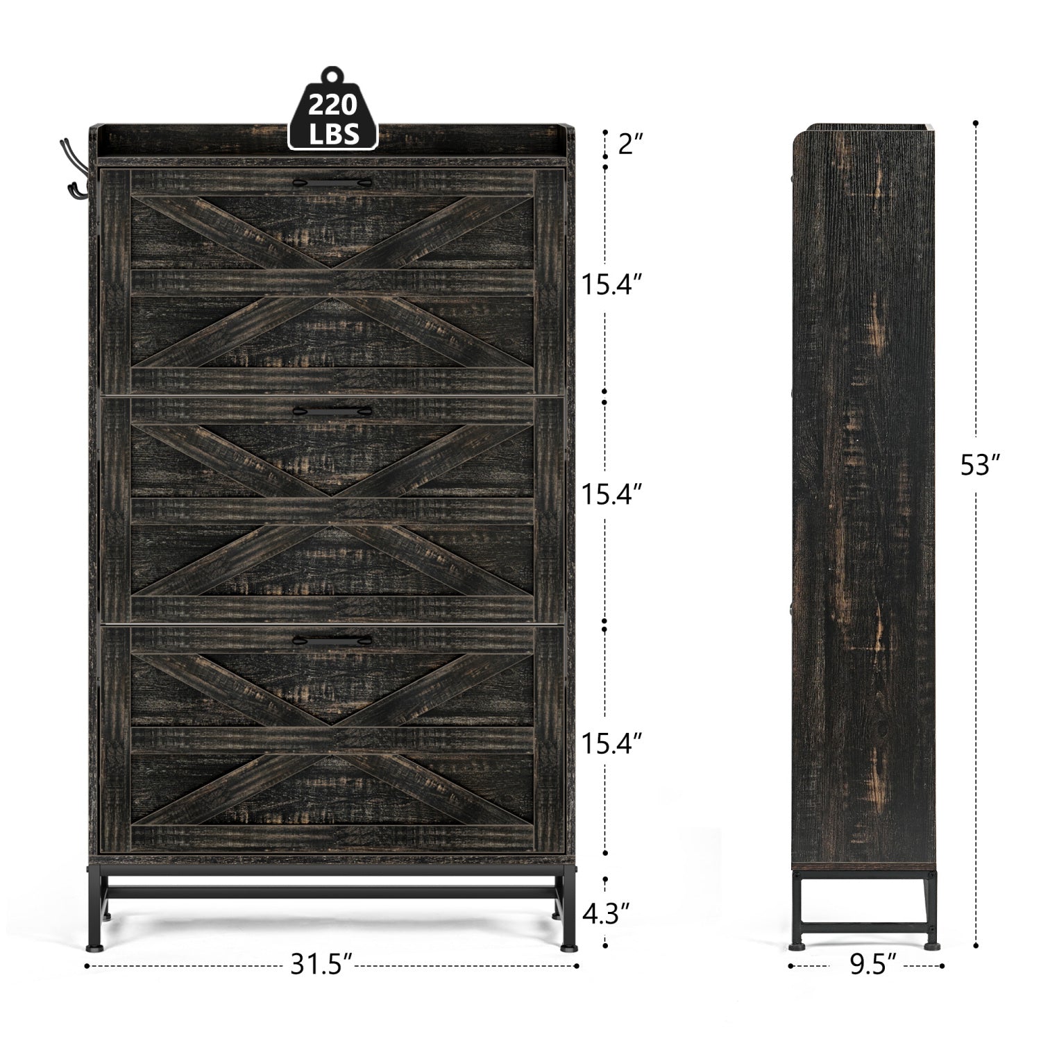 Streamdale Shoe Cabinet with Large Capacity for Entryway