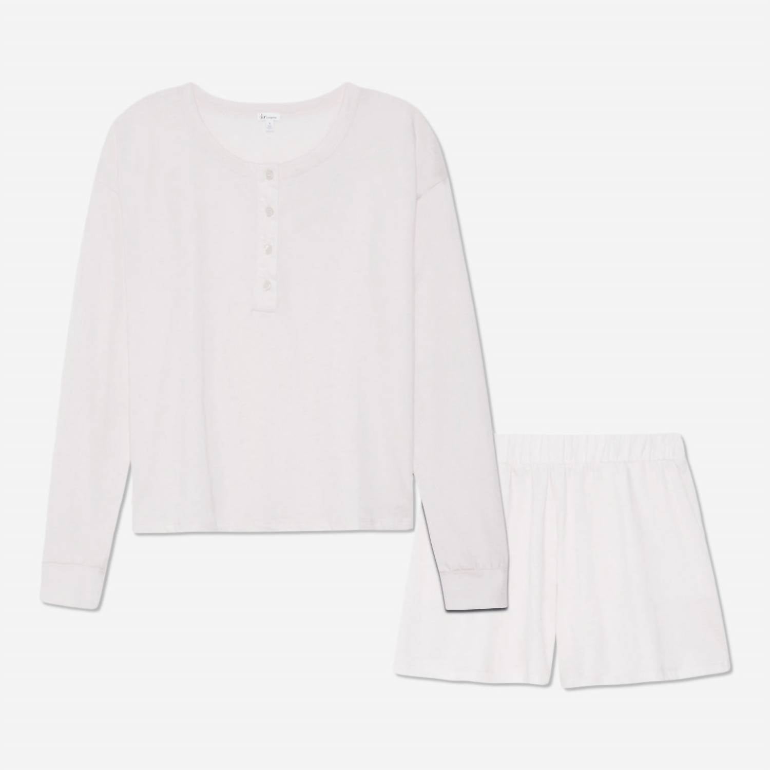 Skin Chloe Pajama Set In Pearl Pink In White