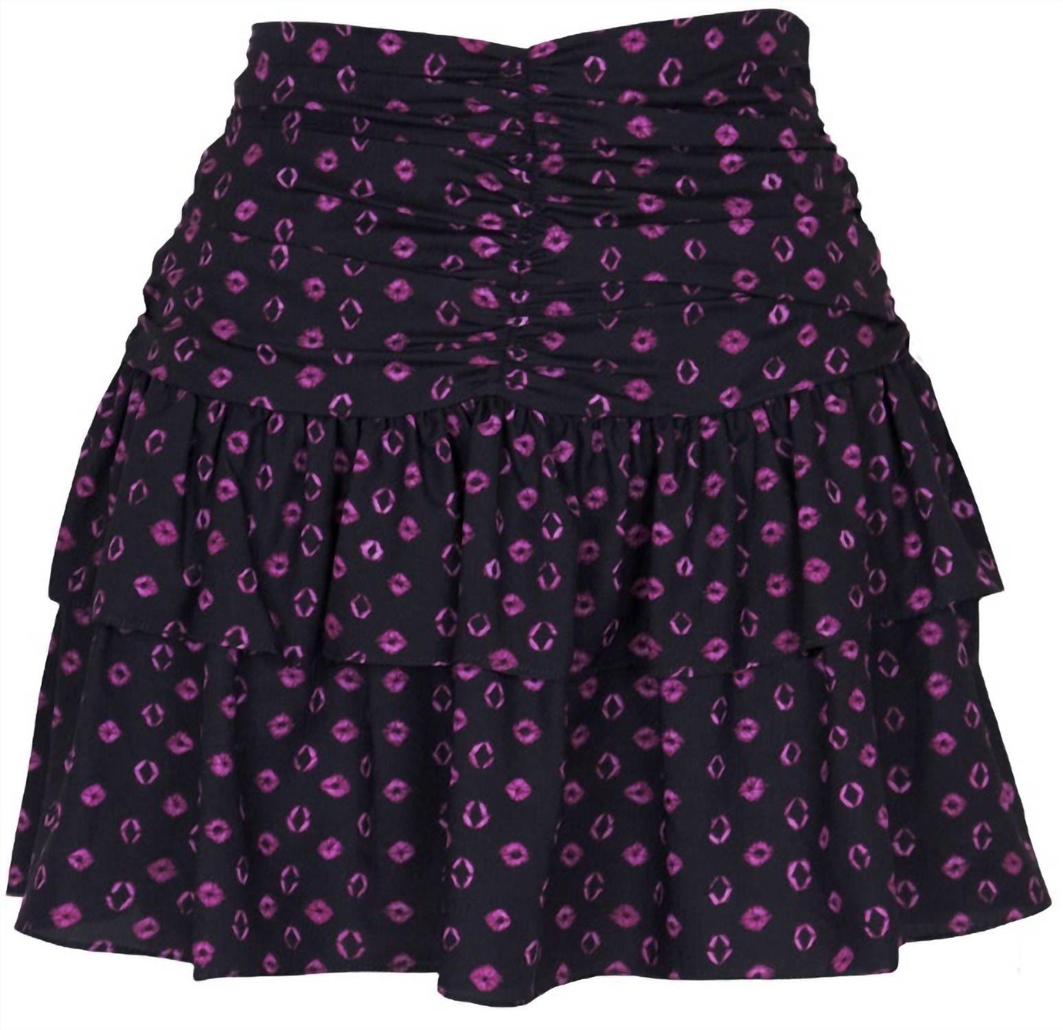 Shop Lucy Paris Isola Mini Skirt In Black/pink