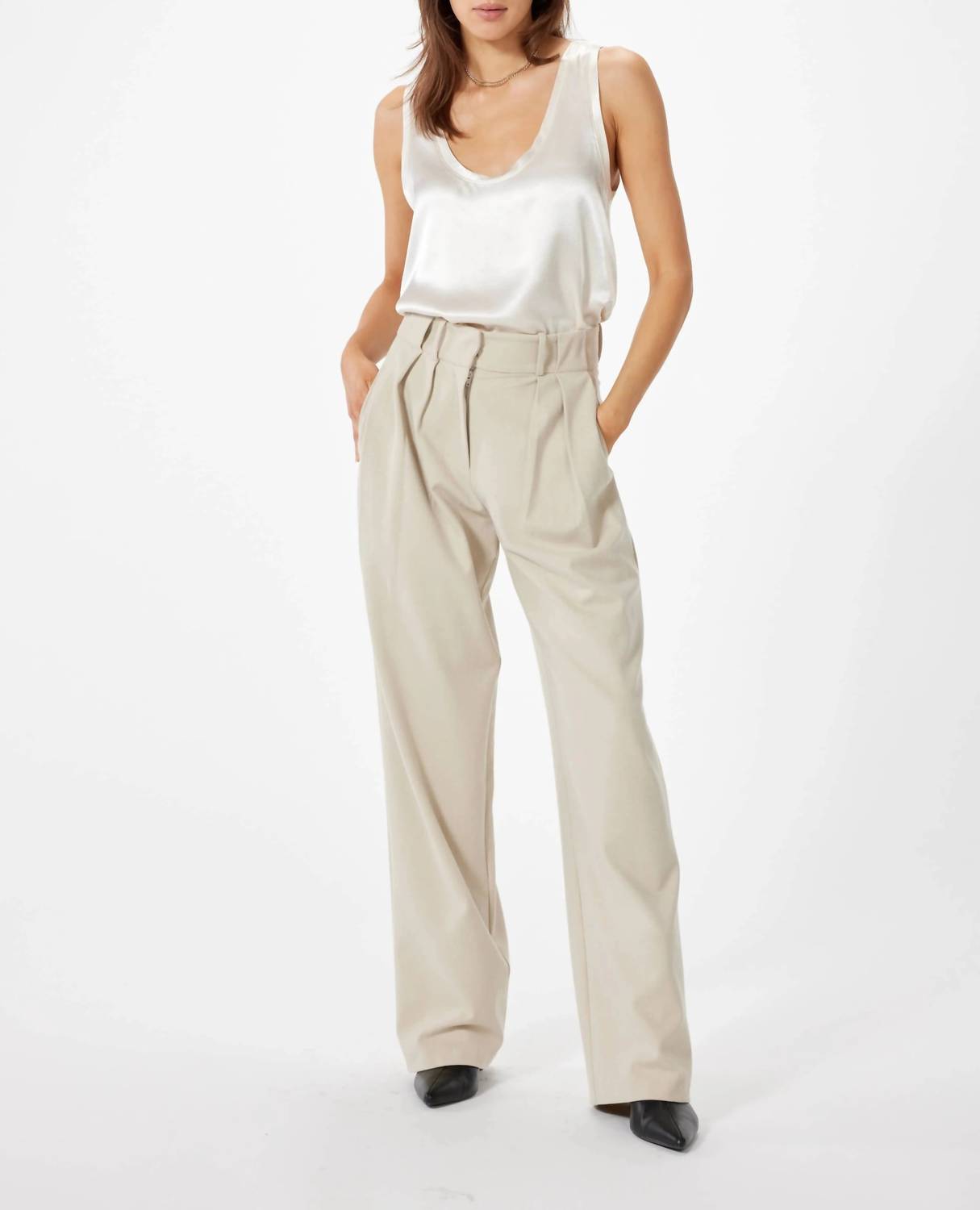 Shop Sophie Rue Classic Teddy Trouser In Taupe In Beige