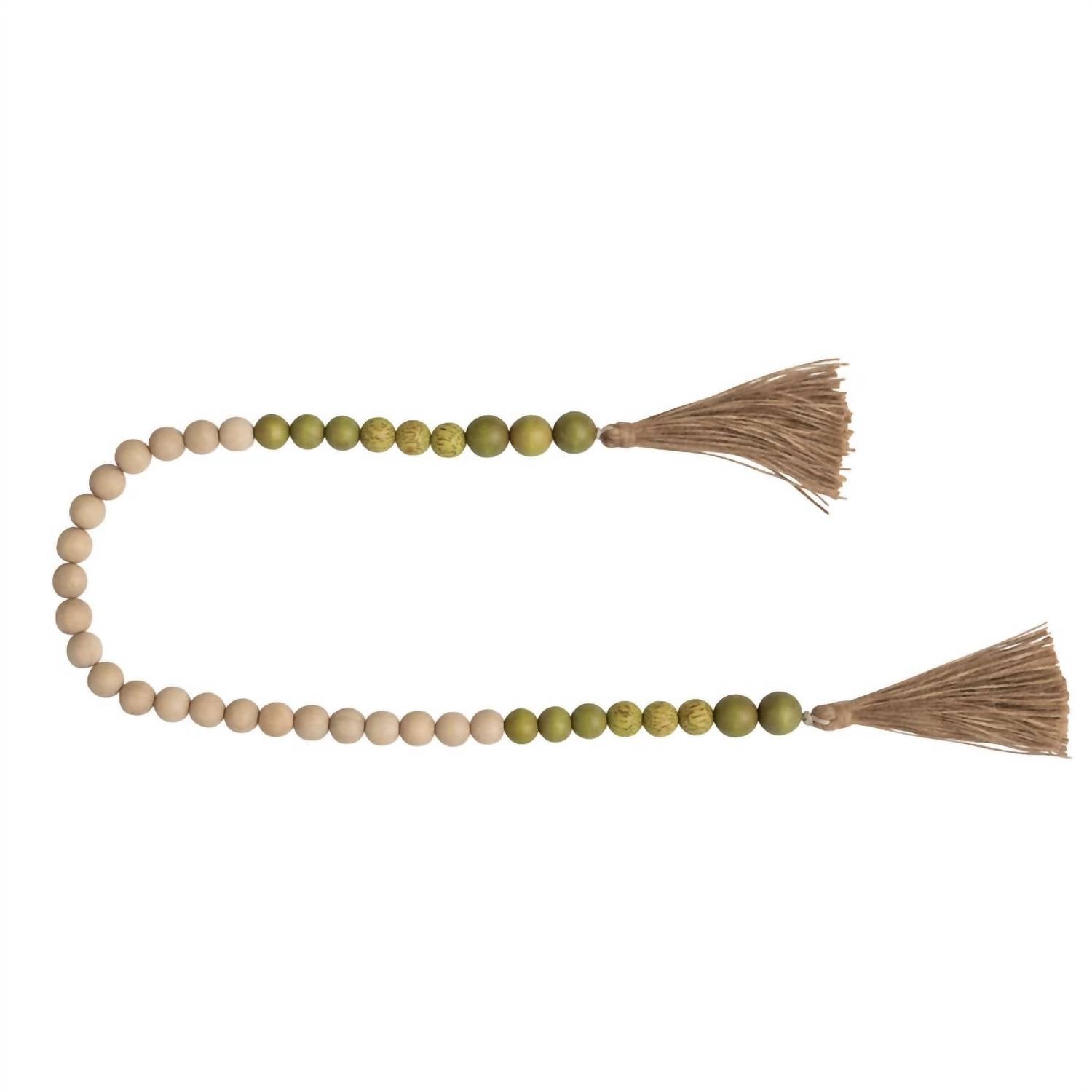 Shop Creative Co-op Wood And Coco Shell Bead Garland In Natural & Green