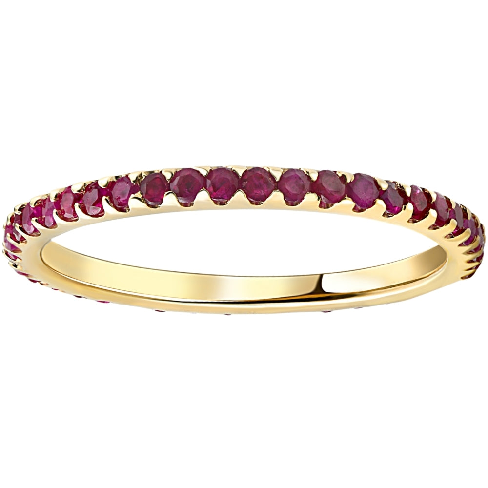 Pompeii3 3/4ct Ruby Eternity Ring Anniversary Band 10k Yellow Gold In Red
