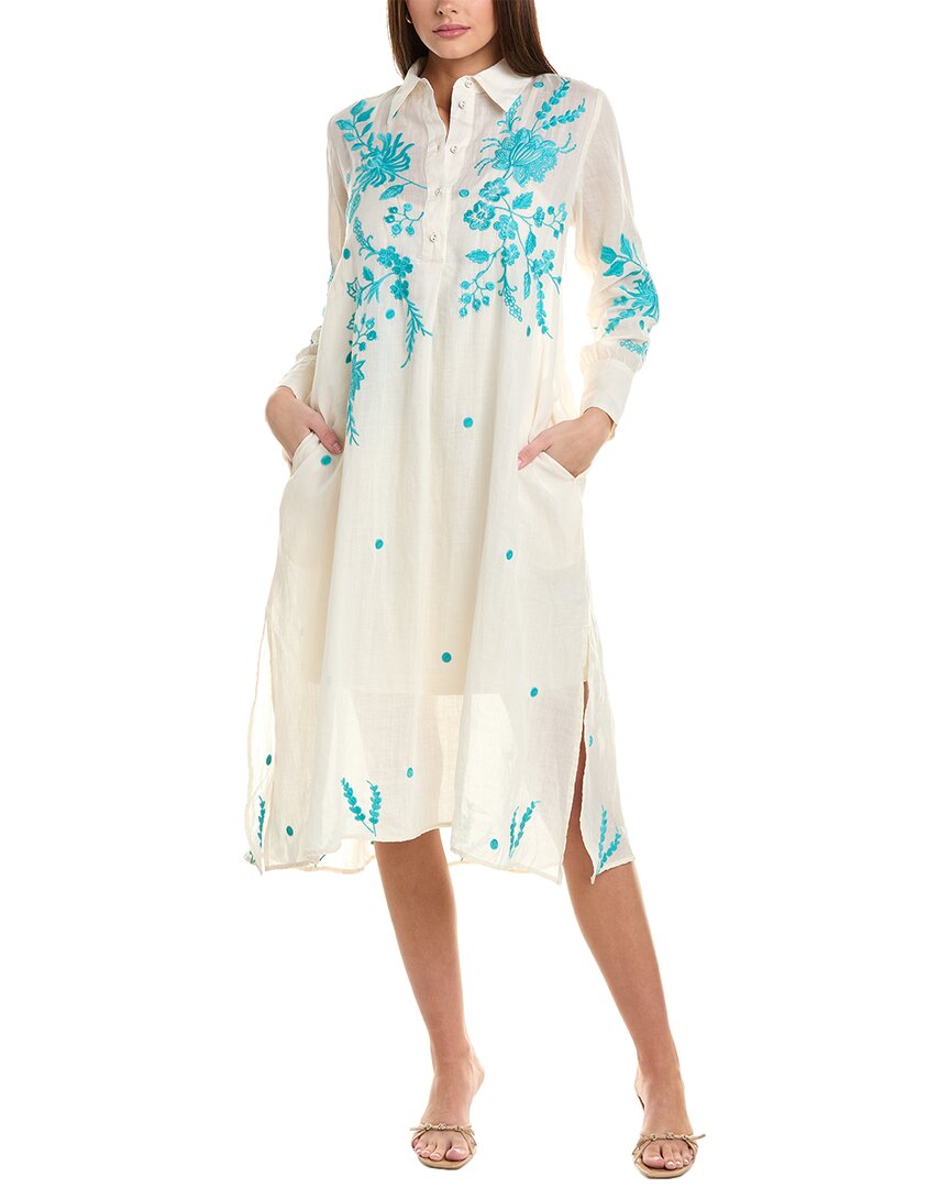 Johnny Was Embroidered Shirtdress In White