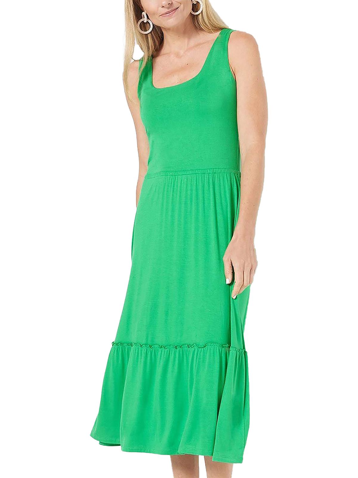 Shop Jason Wu Womens Sleeveless Shirred Hem Midi Dress In Green