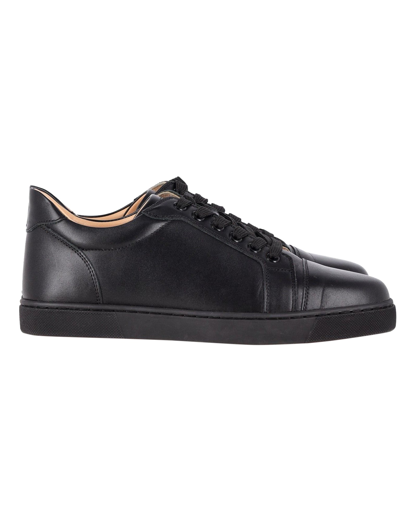 Image of Christian Louboutin Vieira Low-Top Sneakers in Black Calfskin Leather