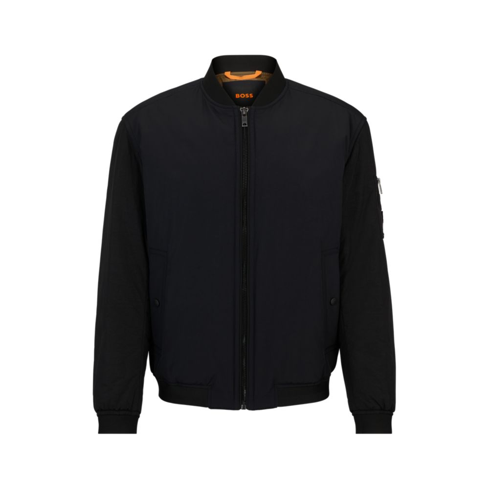 Hugo Boss Relaxed-fit Jacket In Mixed Water-repellent Materials In Black