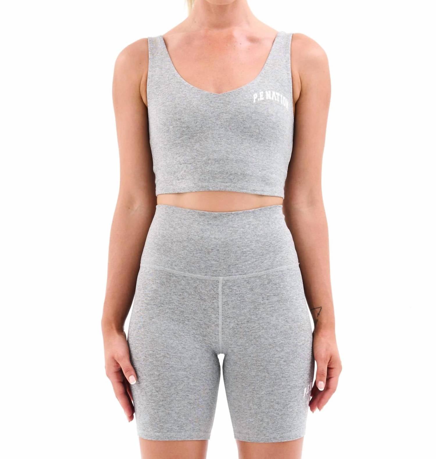 P.e Nation Camino Sports Bra In Grey Marl In Gray