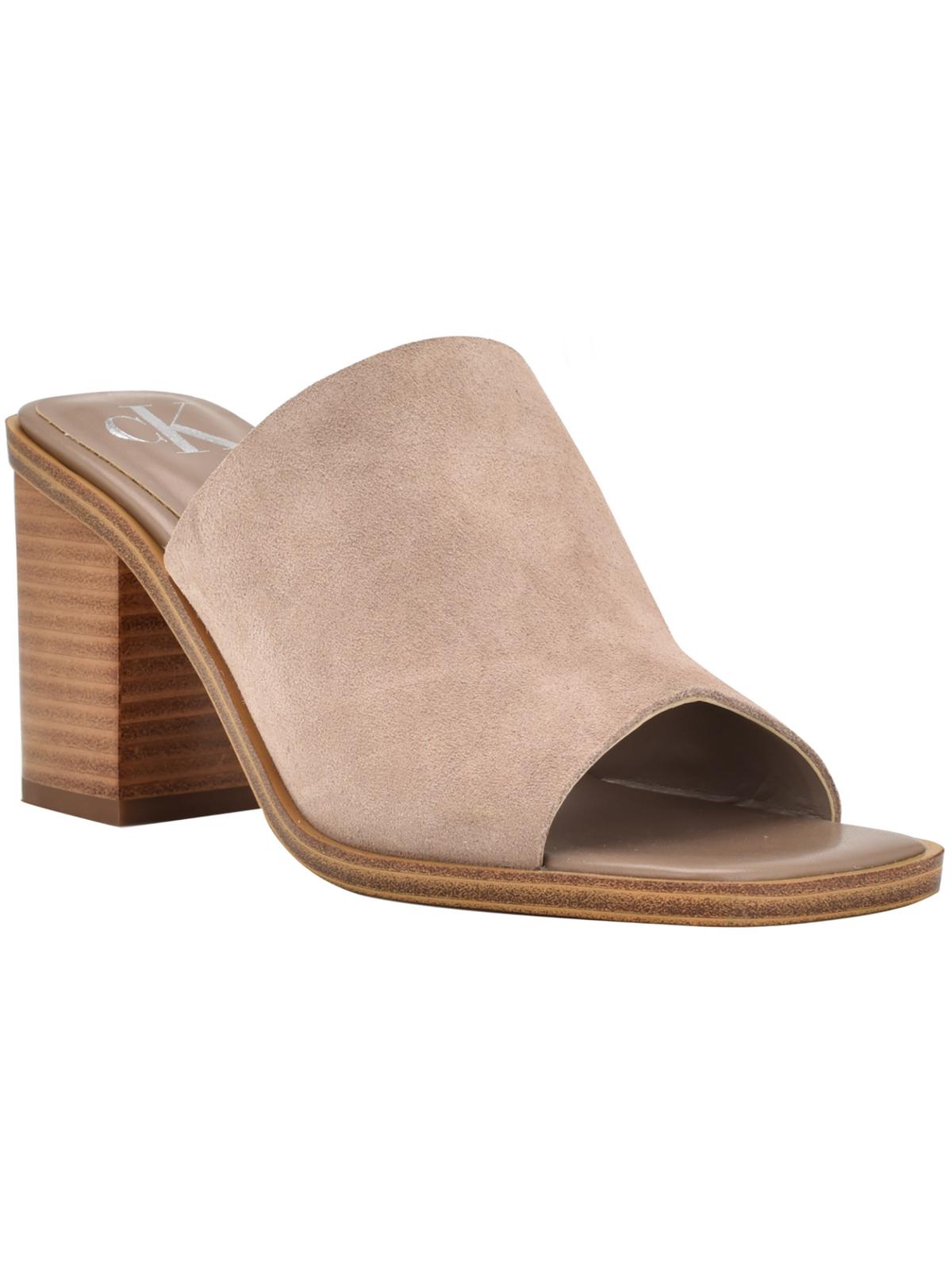 Shop Calvin Klein Clancy Womens Square Toe Casual Block Heel In Beige