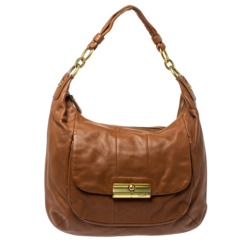 Shop Coach Leather Kristin Hobo In Brown