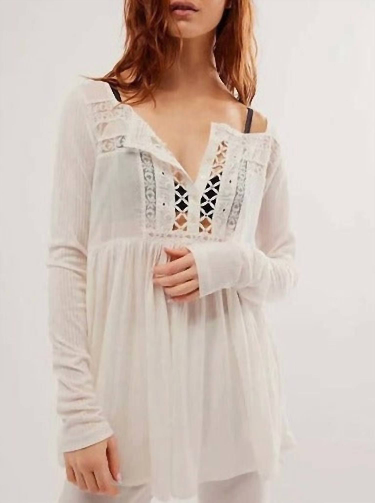 Free People Pretty Please Tunic In Ivory In Multi