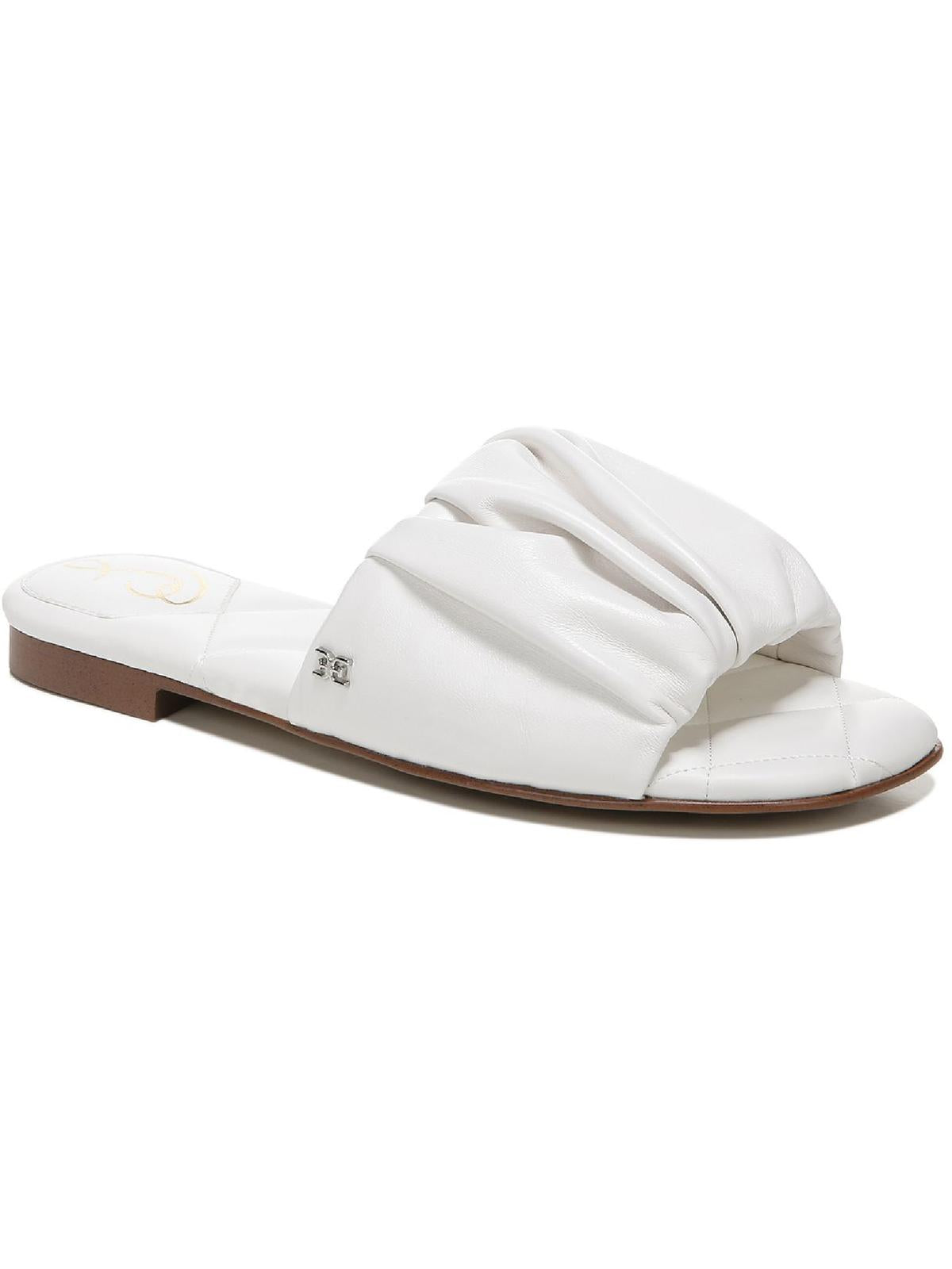 Sam Edelman Briar Womens Leather Open Toe Flat Sandals In White