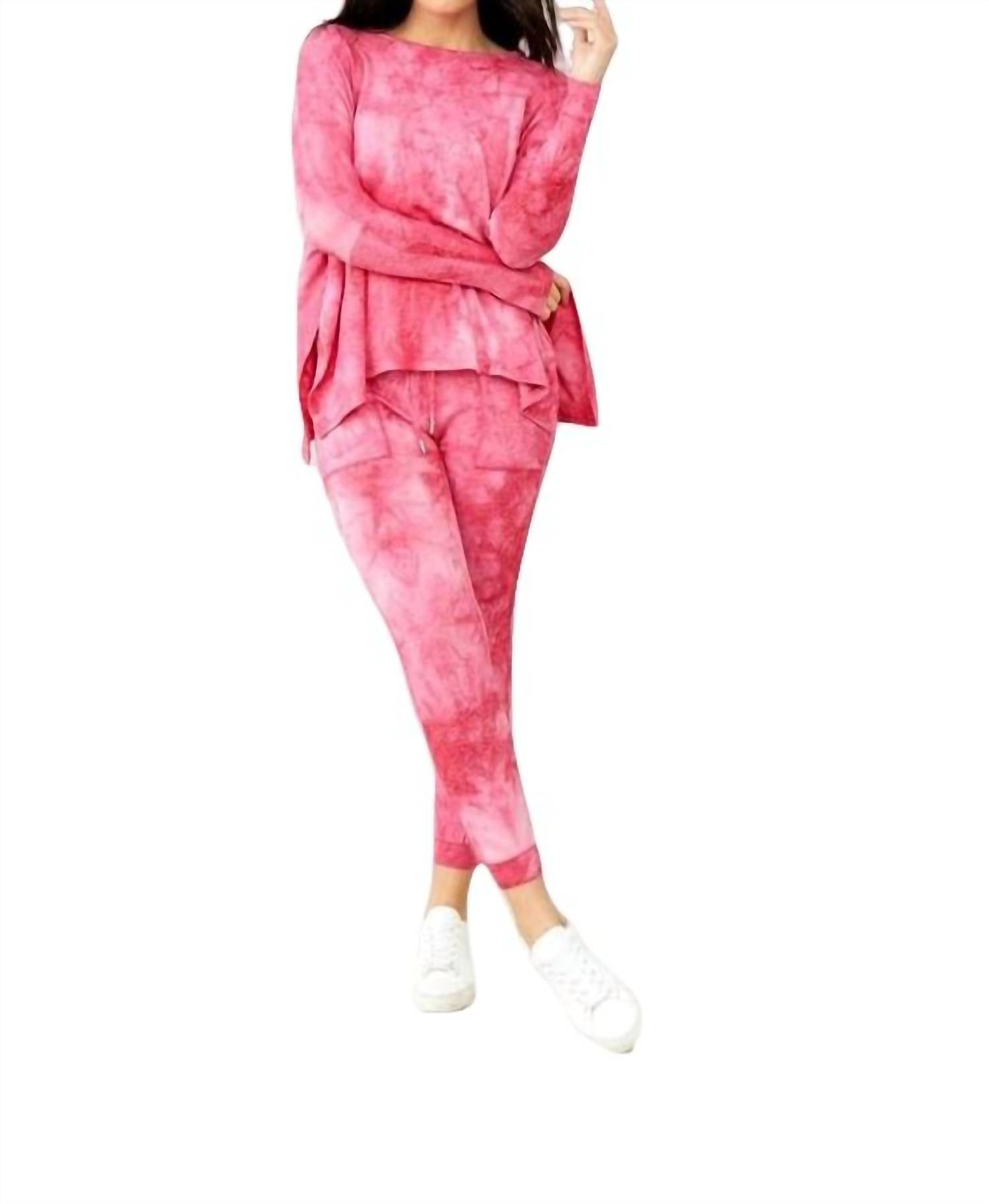 Shop French Kyss Soft Stretch Oversized Scoop Tie Dye In Candy In Pink