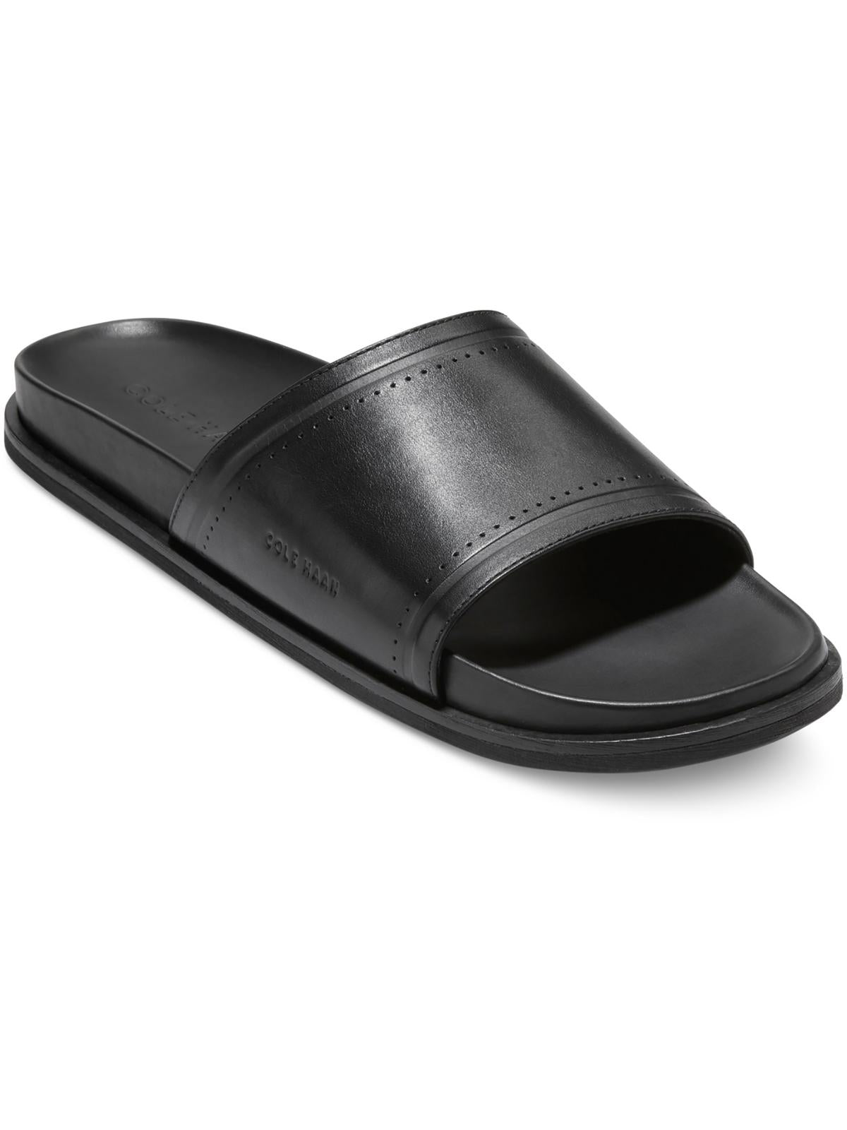 Shop Cole Haan Modern Classic Mens Leather Footbed Slide Sandals In Black