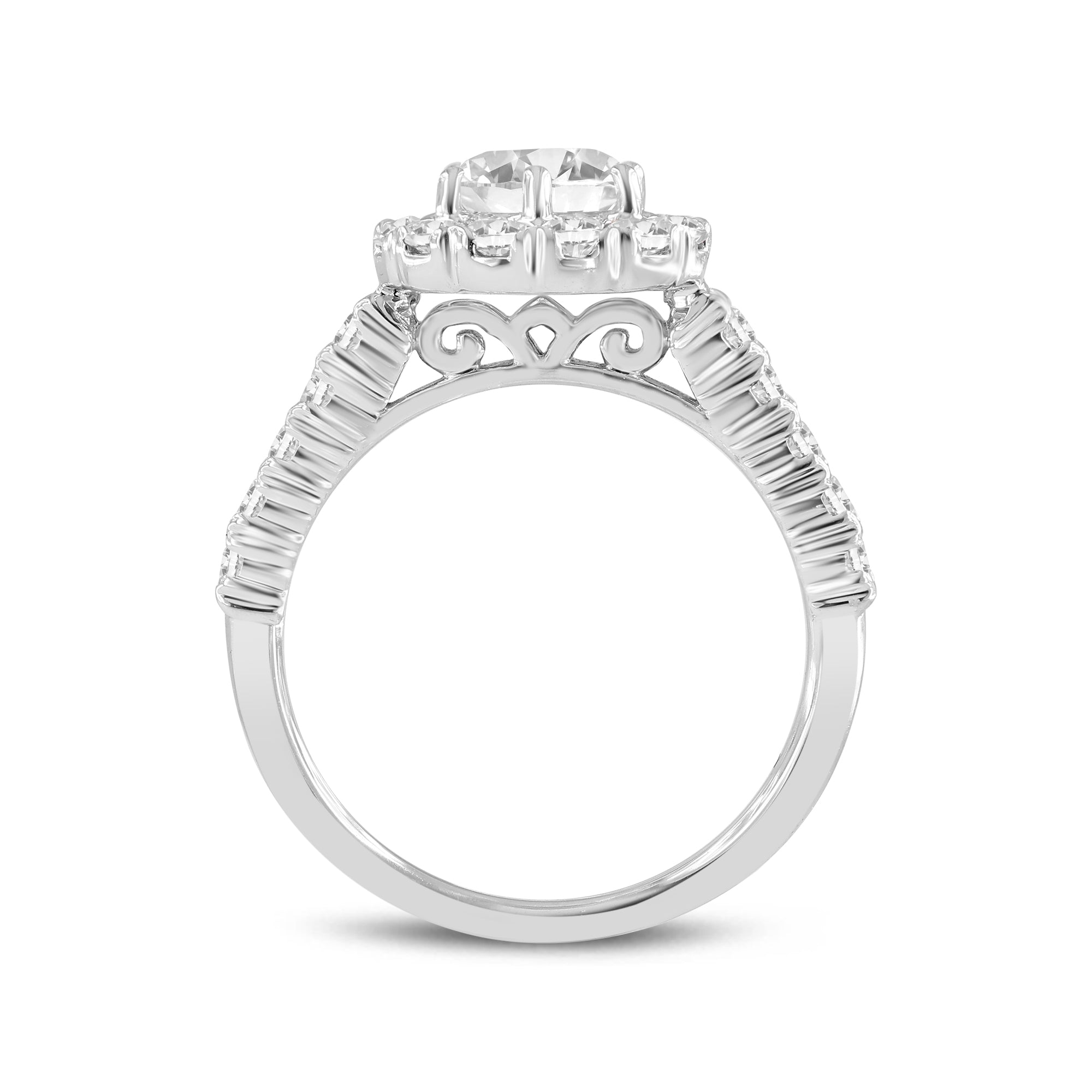 Seraphine 14K White Gold Round Cut Lab Grown Diamond Halo Engagement Ring - 2.04 Ct