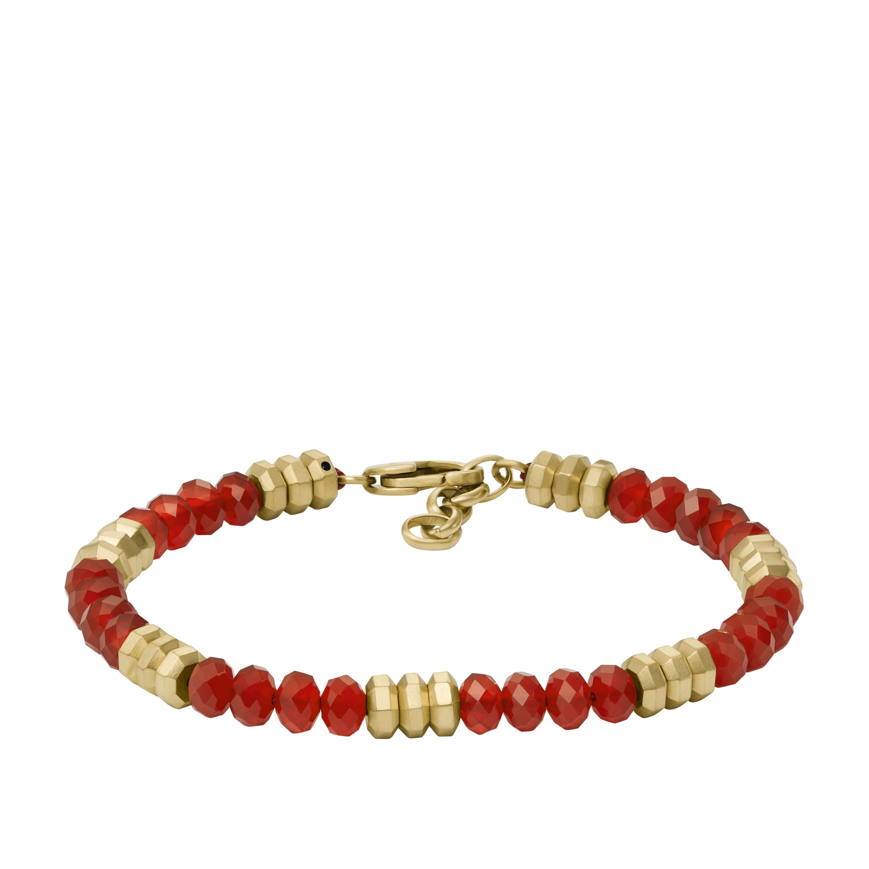 Shop Fossil Men's All Stacked Up Red Agate Beaded Bracelet