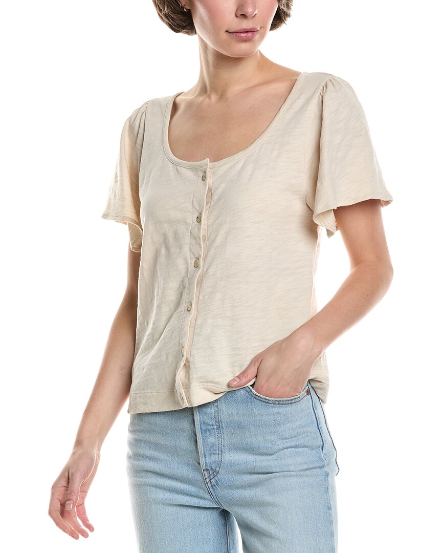 Lilla P Button Front Flutter Sleeve Shirt In Multi