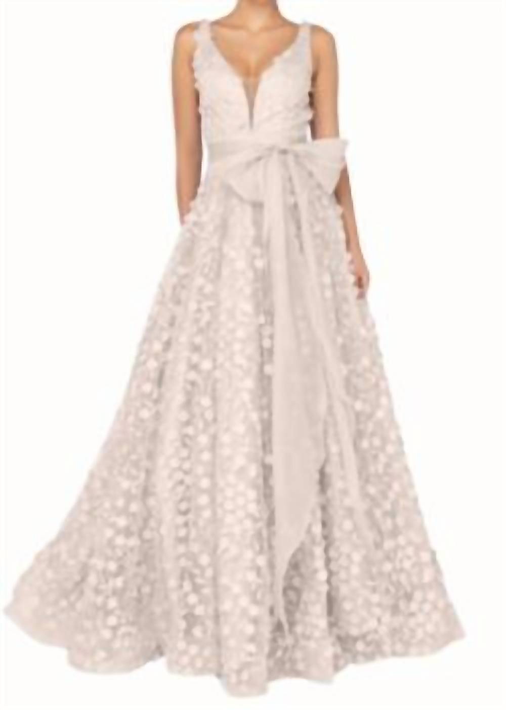 Shop Terani Couture 3d Petal Tulle Gown In Blush In White