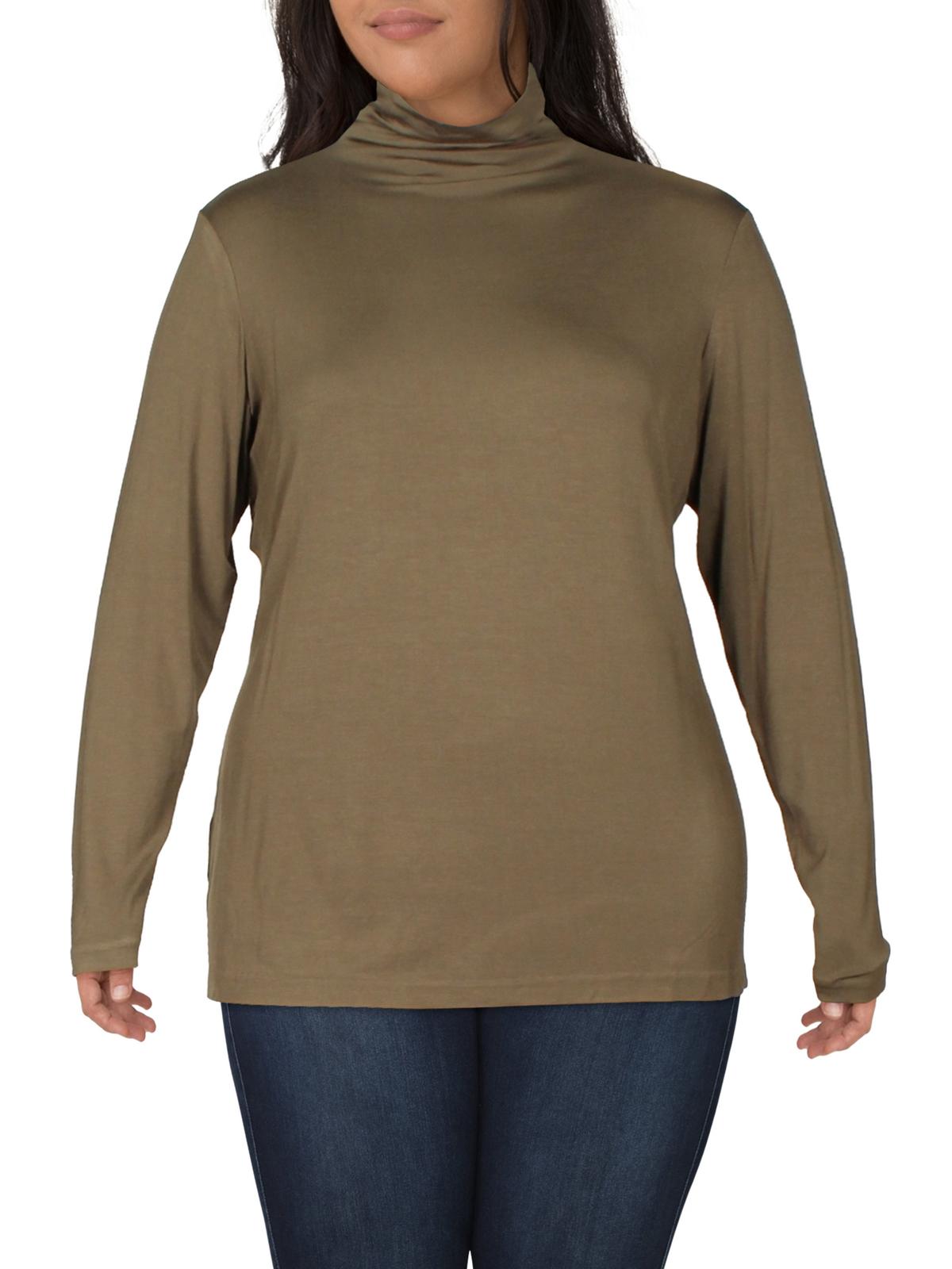 Shop Anne Klein Plus Womens Turtleneck Sweater In Green