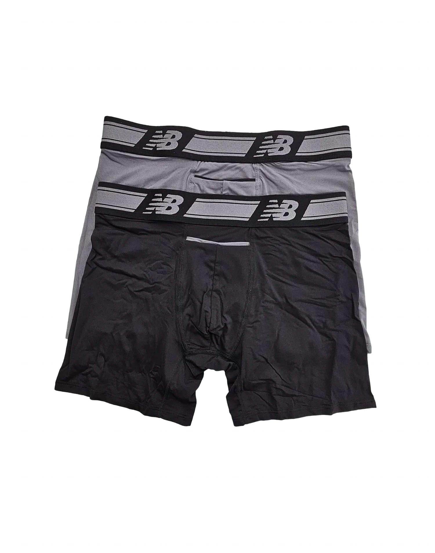 New Balance Men's 2-pack Mesh Boxer Briefs In Black/terramar Grey