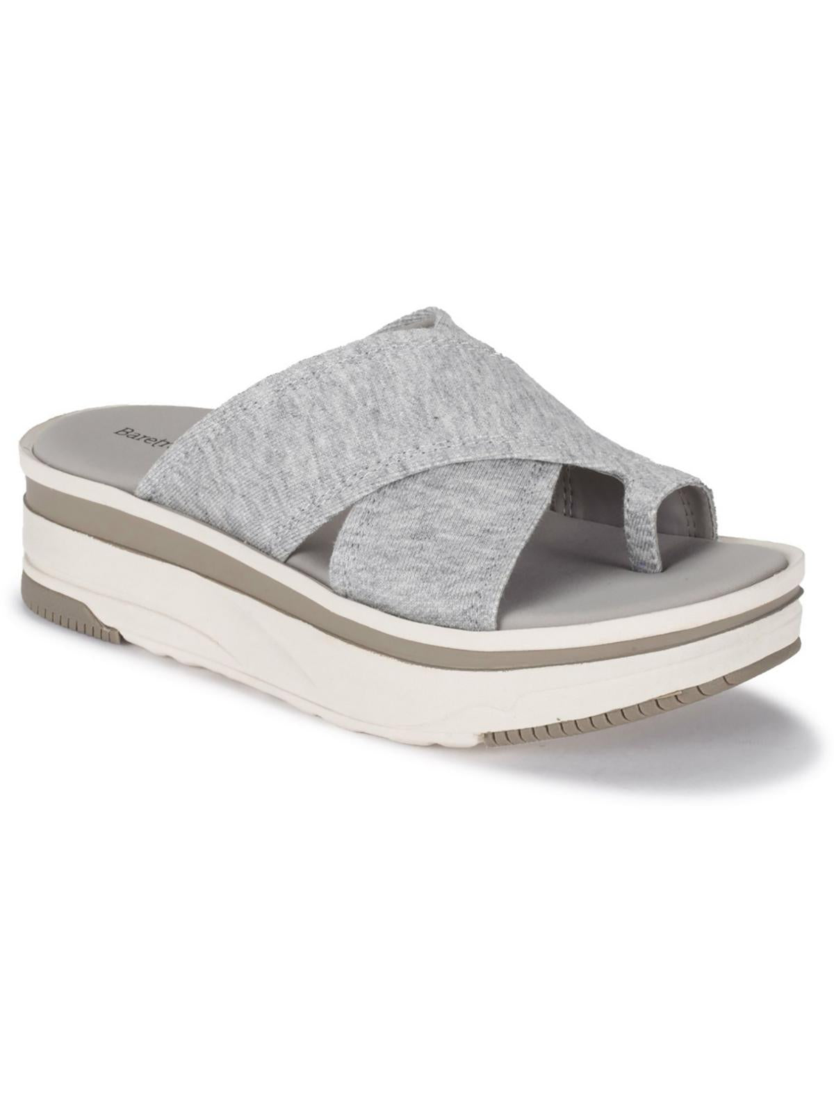 Shop Baretraps Maggey Womens Denim Toe Loop Slide Sandals In Grey
