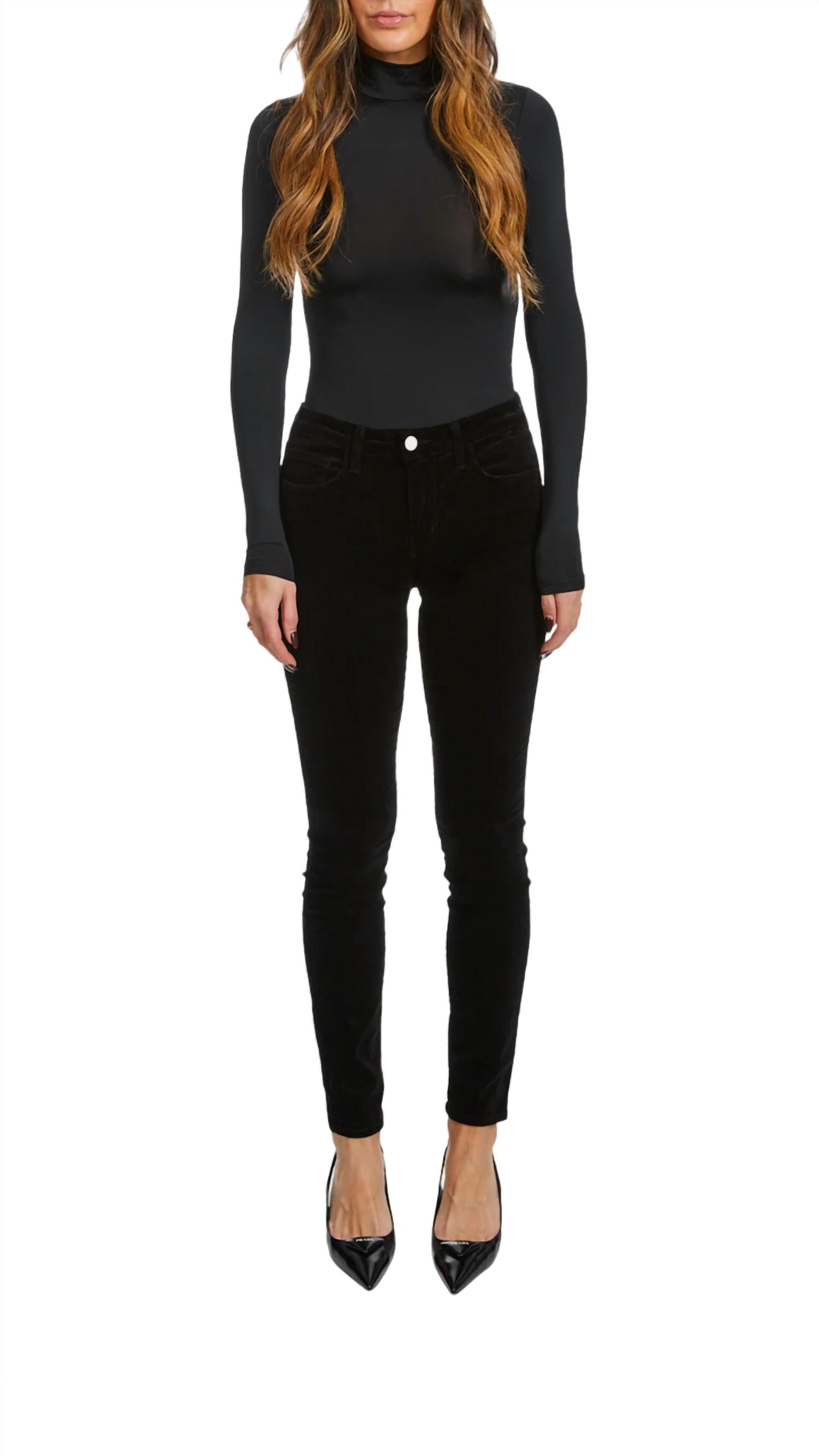 Shop L Agence Marguerite Skinny Jeans In Noir In Black