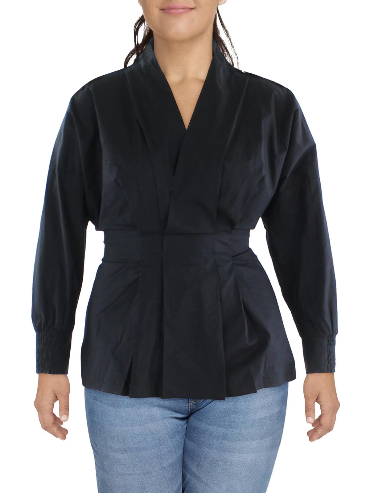 Shop City Chic Plus Sophisticated Womens Cotton Career Blouse In Black