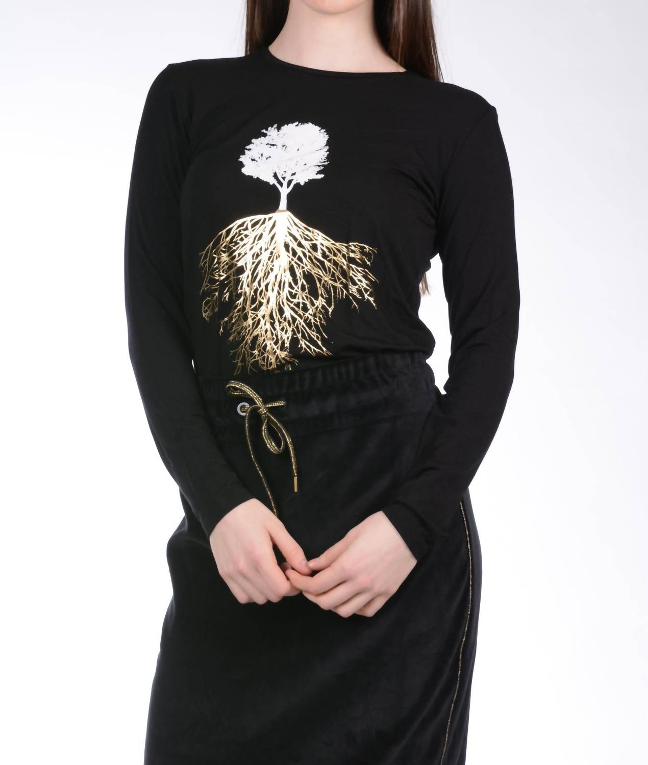 Shop Mikah Graphic Long Sleeve Shirt In Tree In Black
