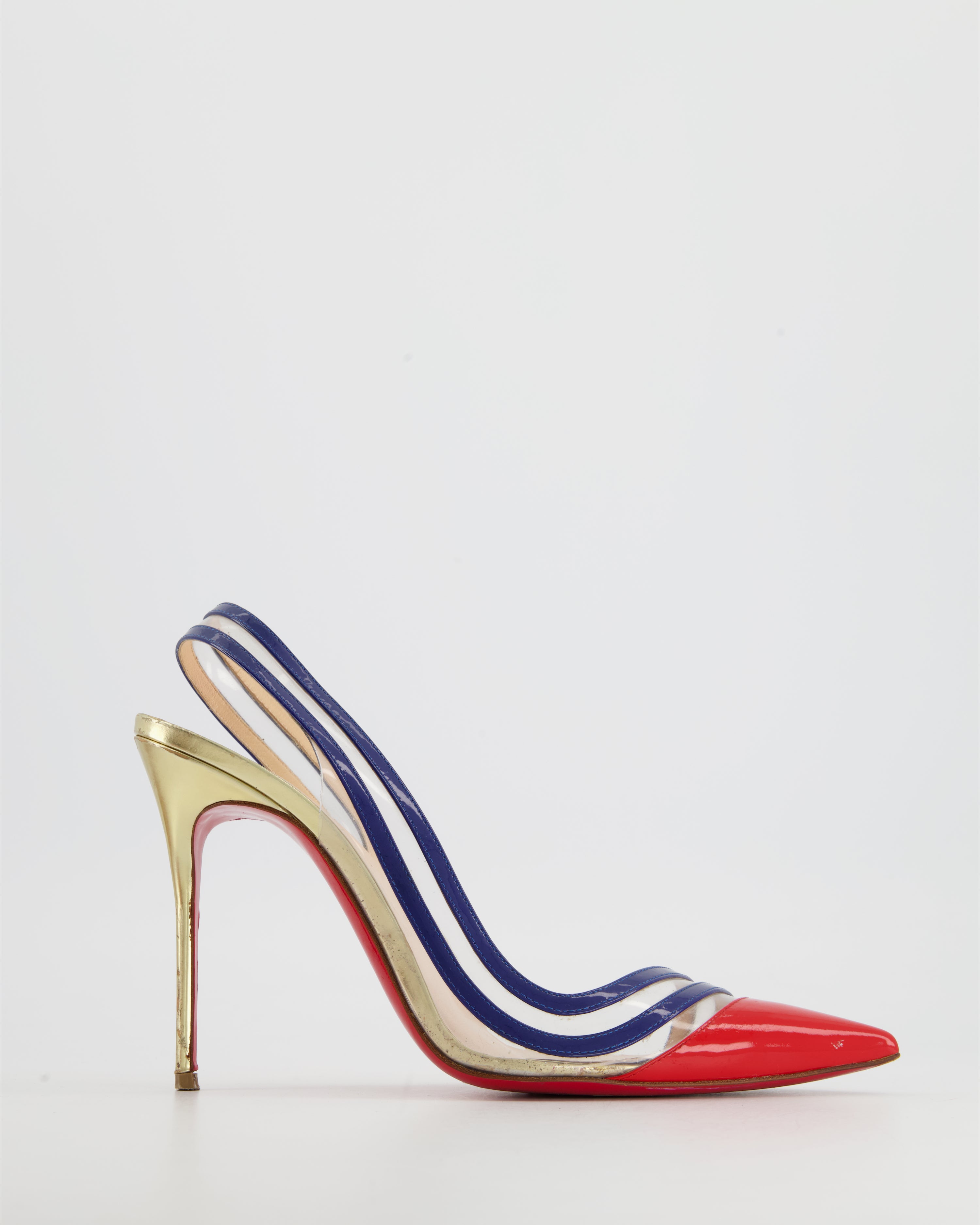 Christian Louboutin , And Gold Pvc Heel In Blue