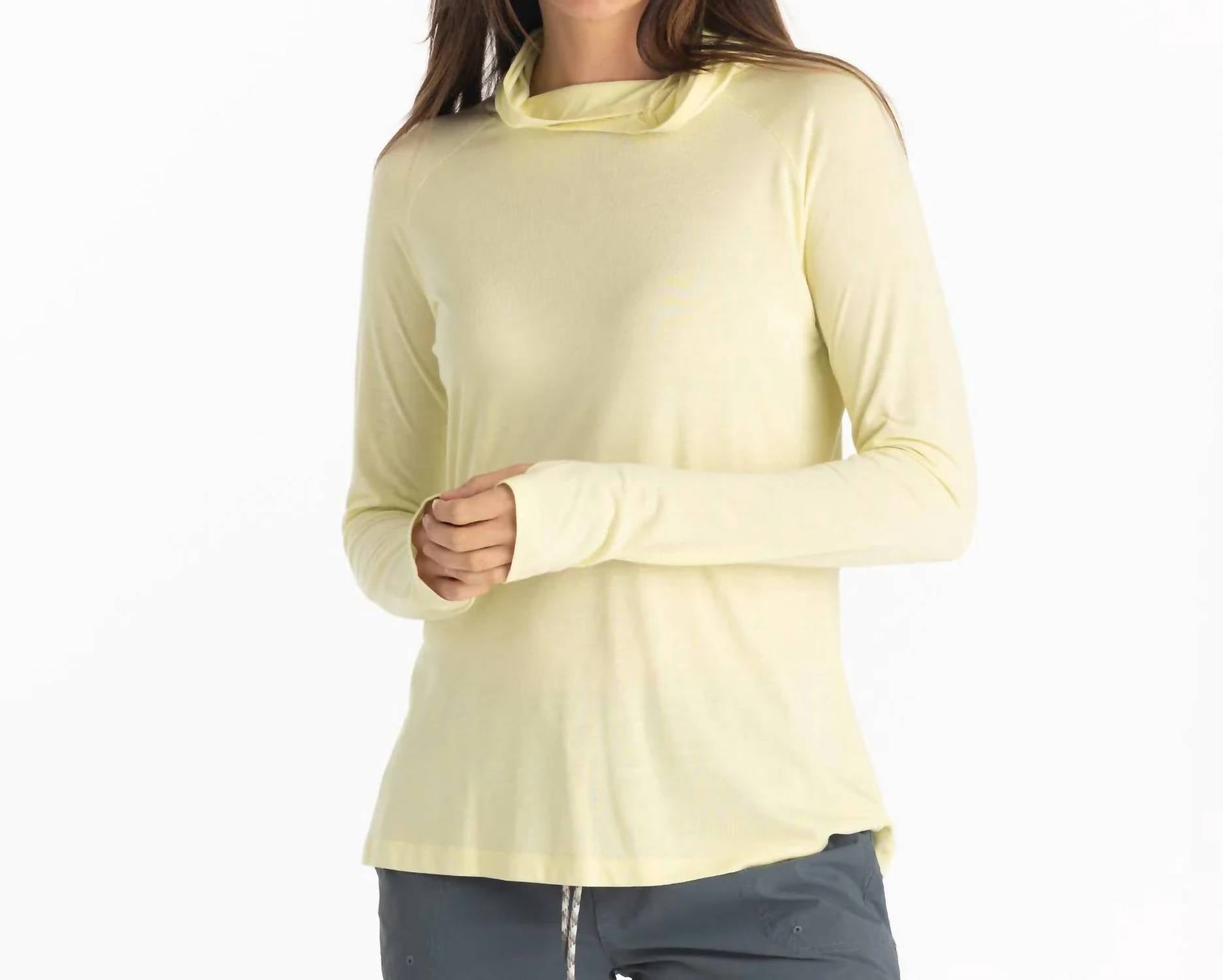 Free Fly Women's Bamboo Lightweight Hoodie Ii Top In Washed Citrus In Yellow