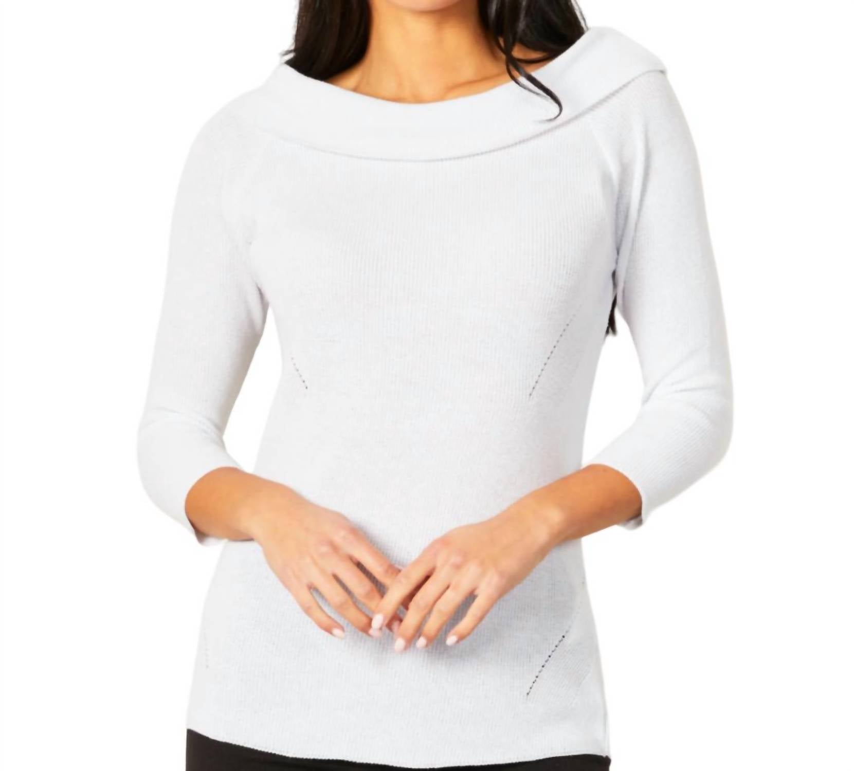 Shop Angel Apparel Off The Shoulder Ribbed Detail Top In White