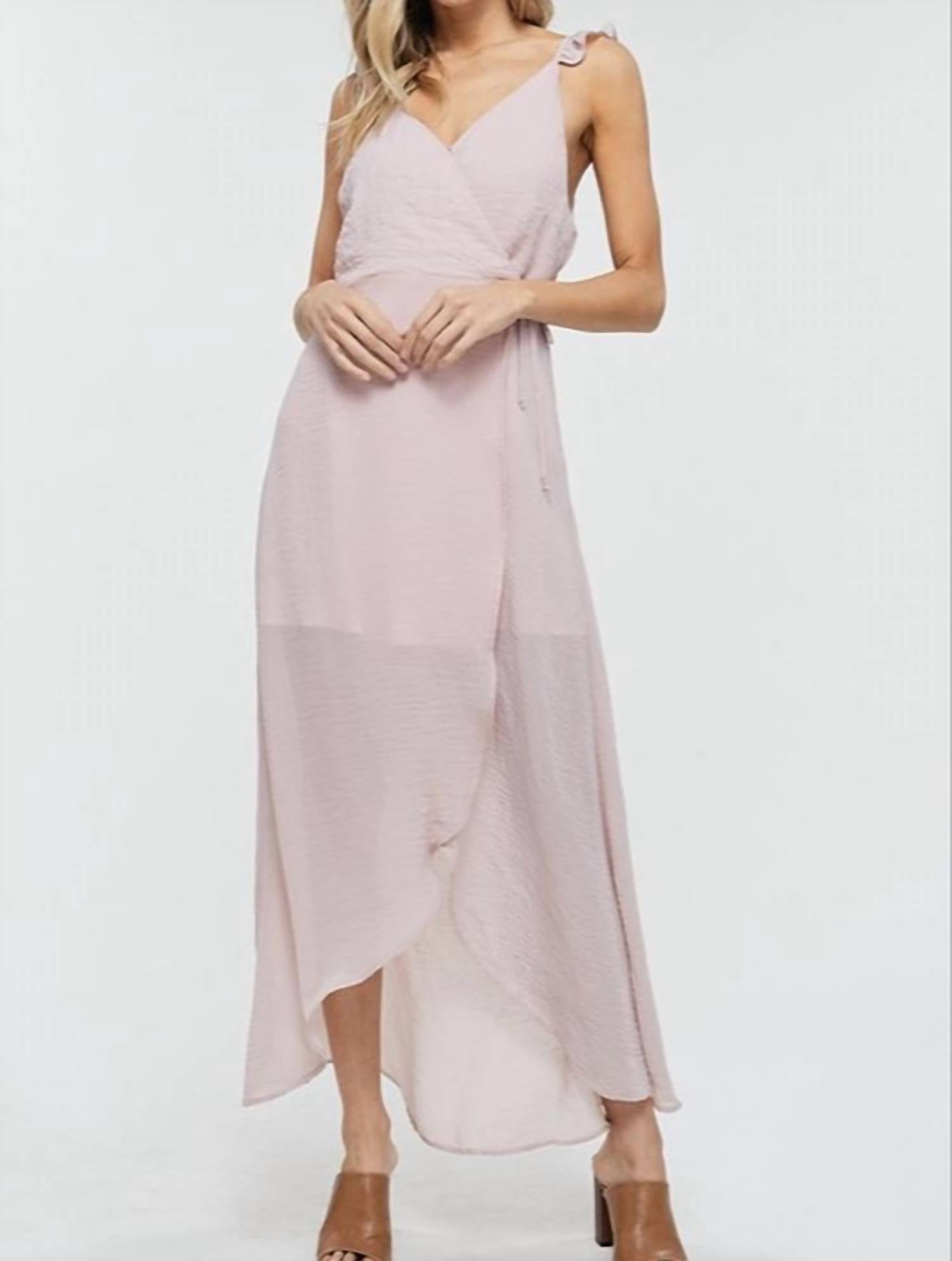Shop Crescent Samantha Surplice Maxi Dress In Mauve In Pink