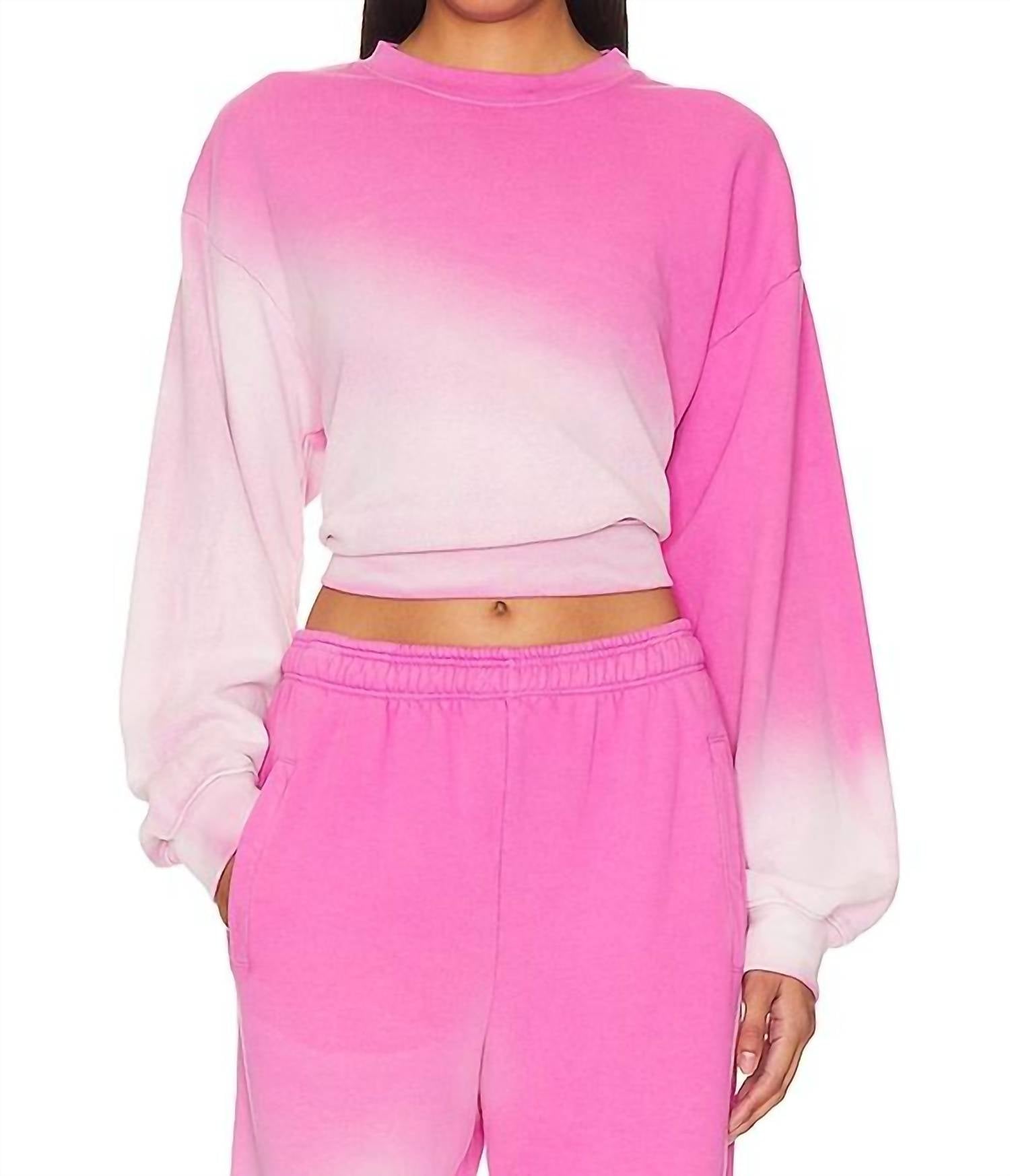 Sundry Ombre Crop Sweatshirt In Flamingo Ombre In Pink