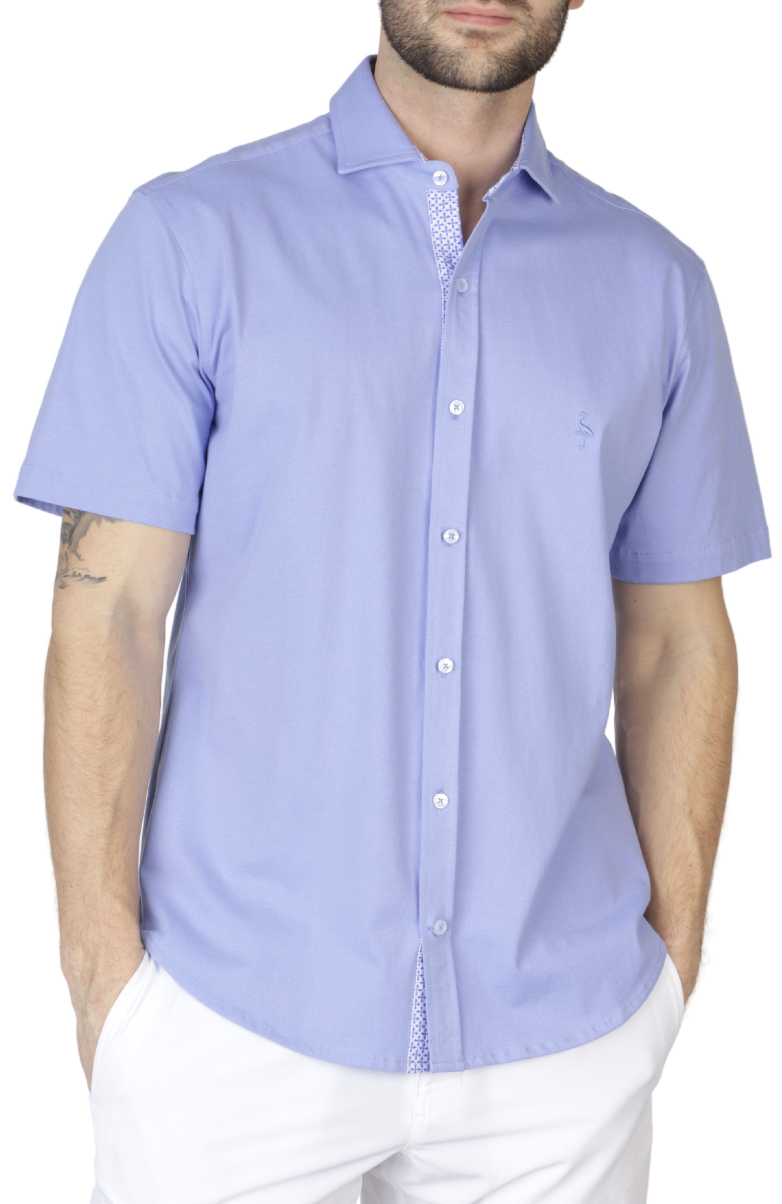 Shop Tailorbyrd Solid Short Sleeve Getaway Shirt In Multi
