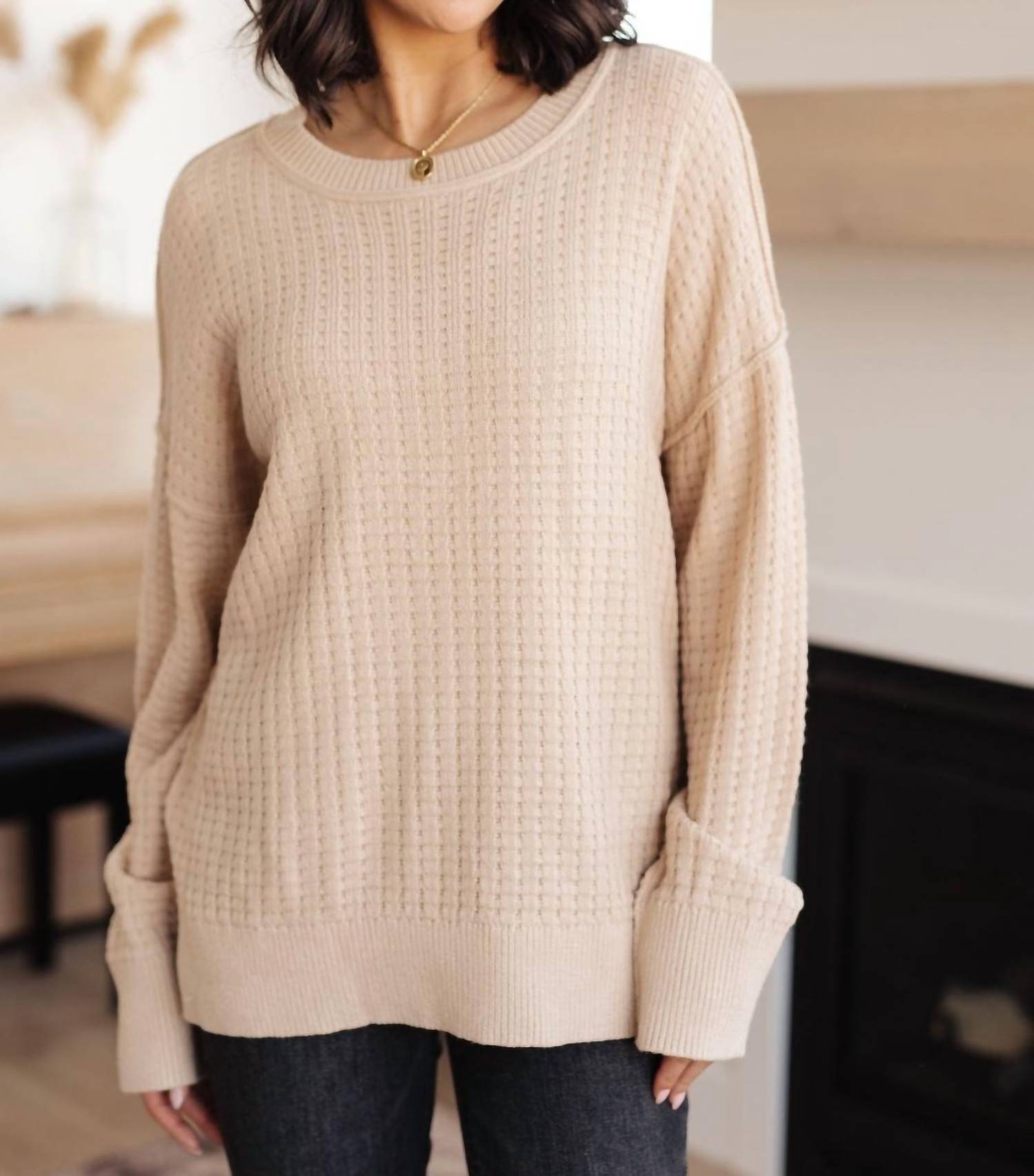 Andree By Unit Terrifically Textured Sweater In Mocha In Neutral