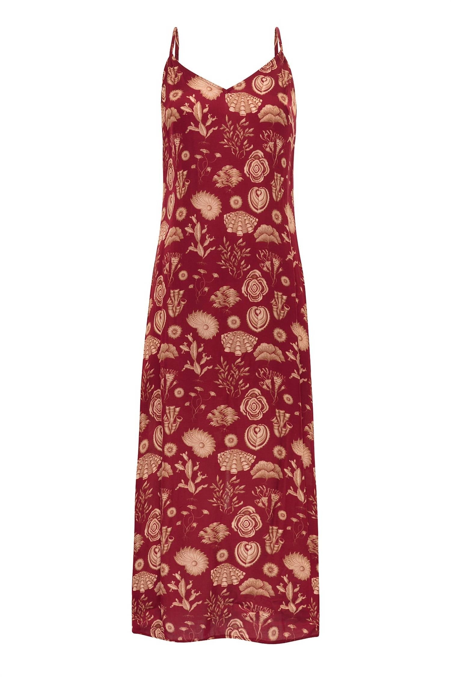 Carolina K Sydney Slip Dress In Corals Burgundy In Red