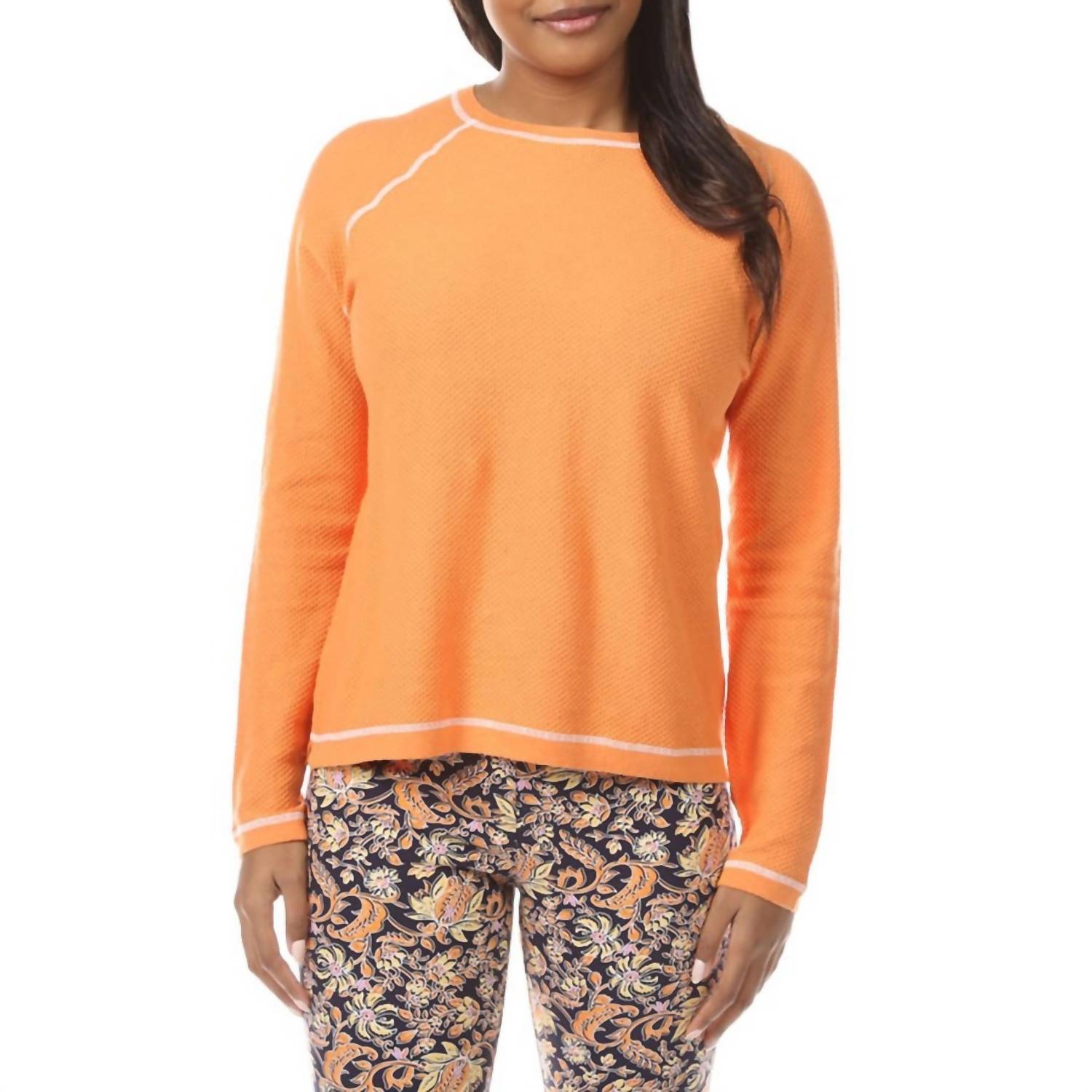 Shop Elliott Lauren Waffle Knit Sweater In Apricot In Orange