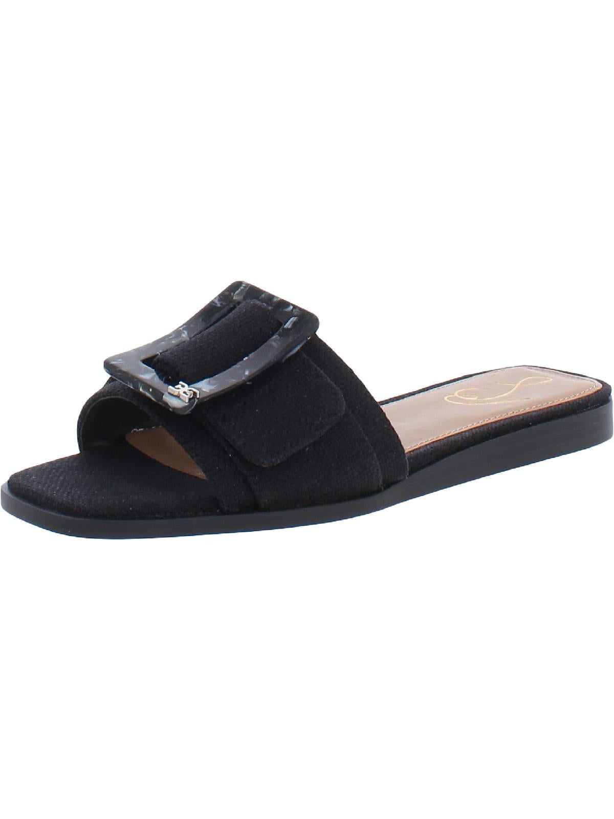 Shop Sam Edelman Inez Womens Buckle Square Toe Slide Sandals In Black