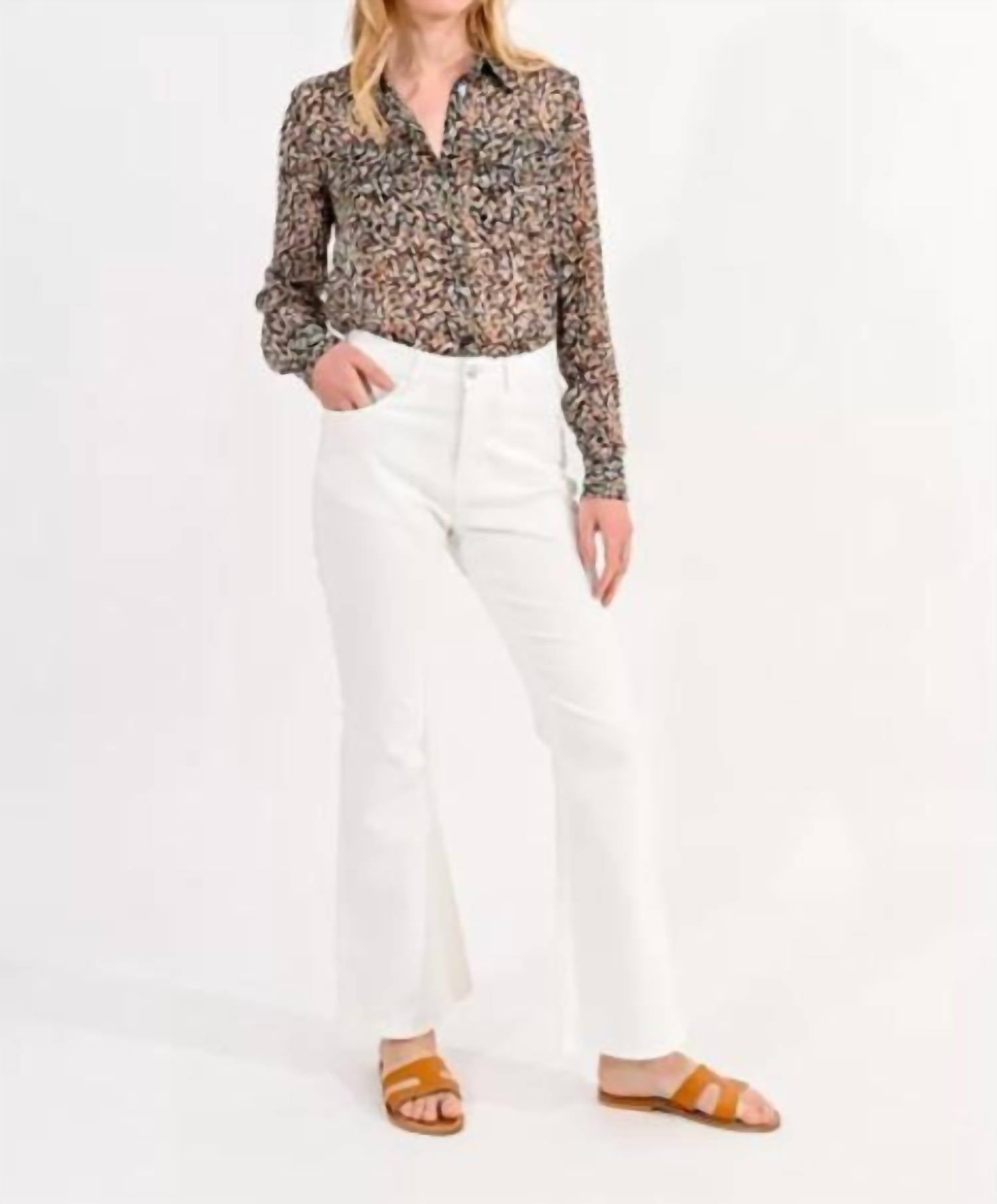 Molly Bracken Flare Retro Jean In White