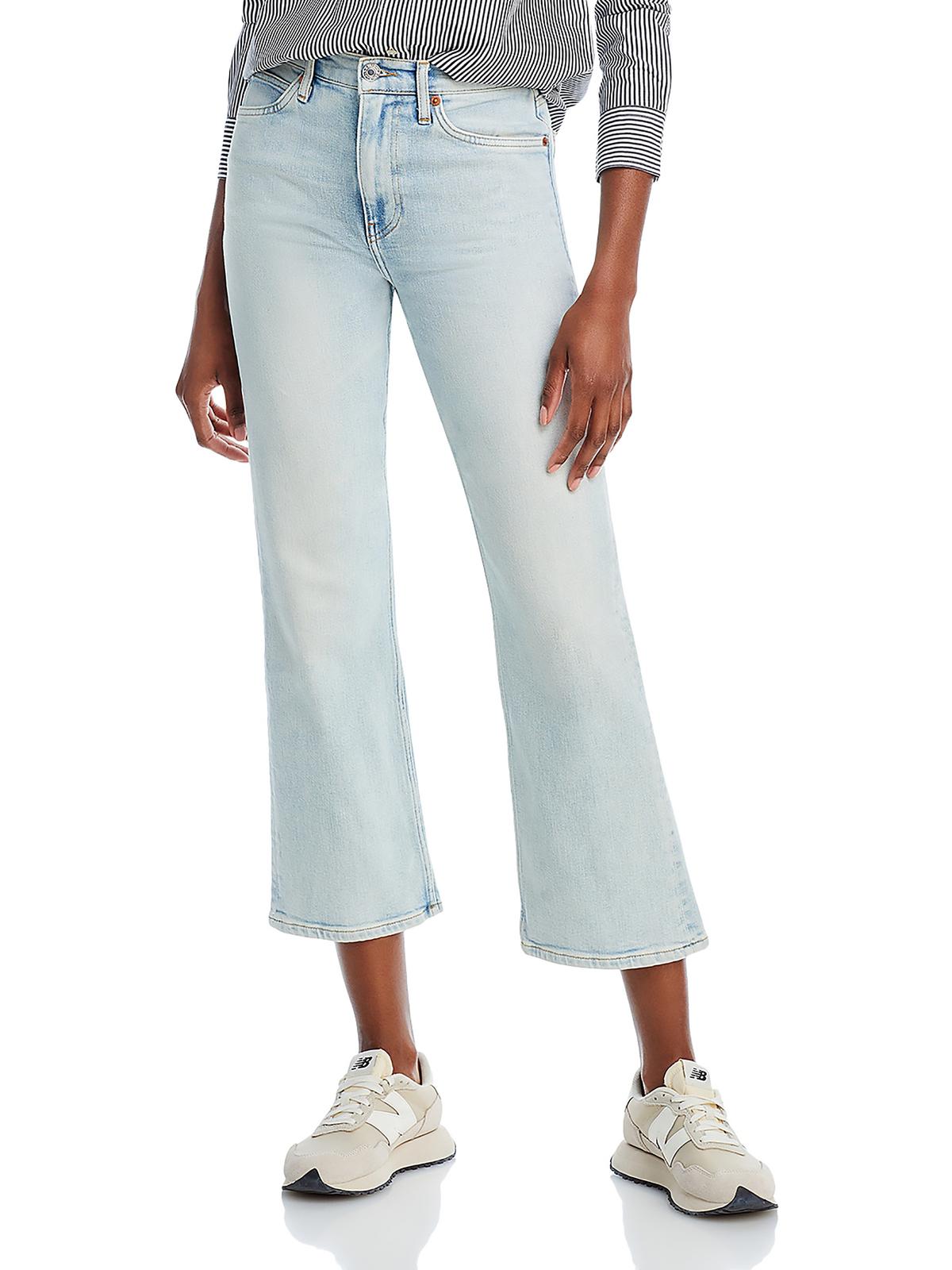 Re/done Womens High Rise Cropped Bootcut Jeans In Multi