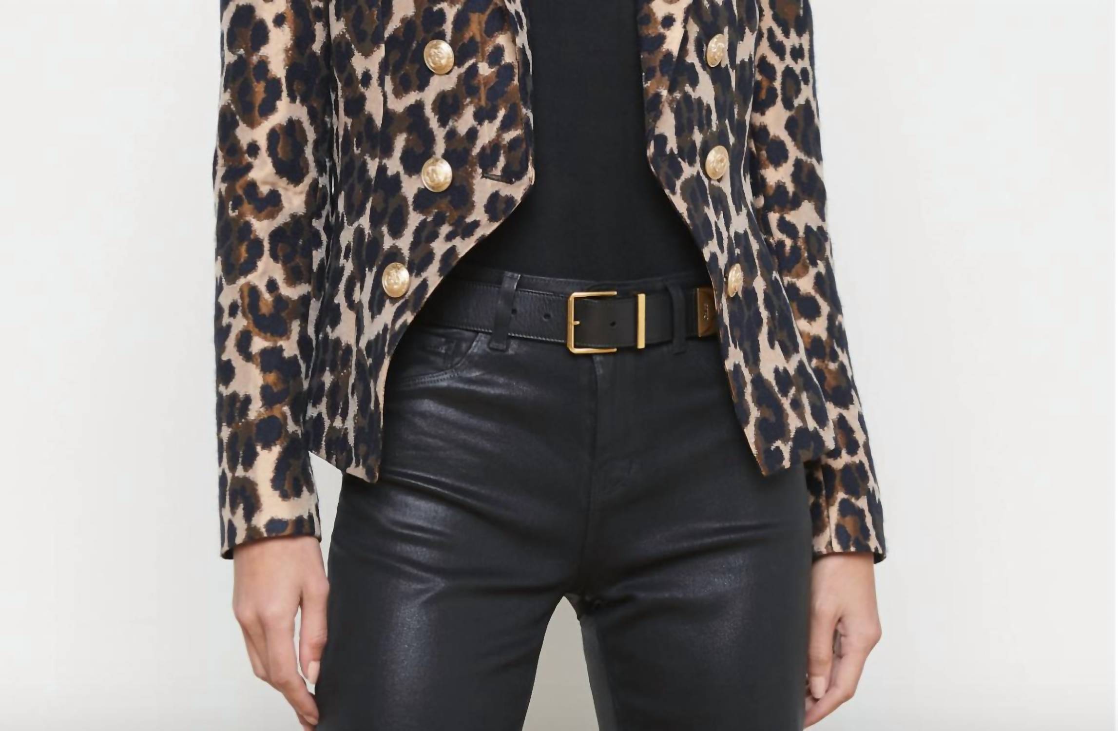 L Agence Bethany Blazer In Cashew Multi Leopard