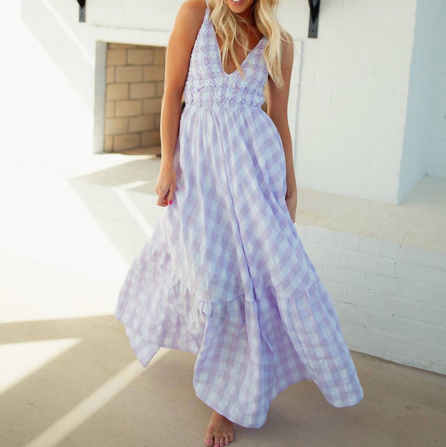 Shop Meet Me In Santorini Mia Maxi Dress In Lilac In Blue