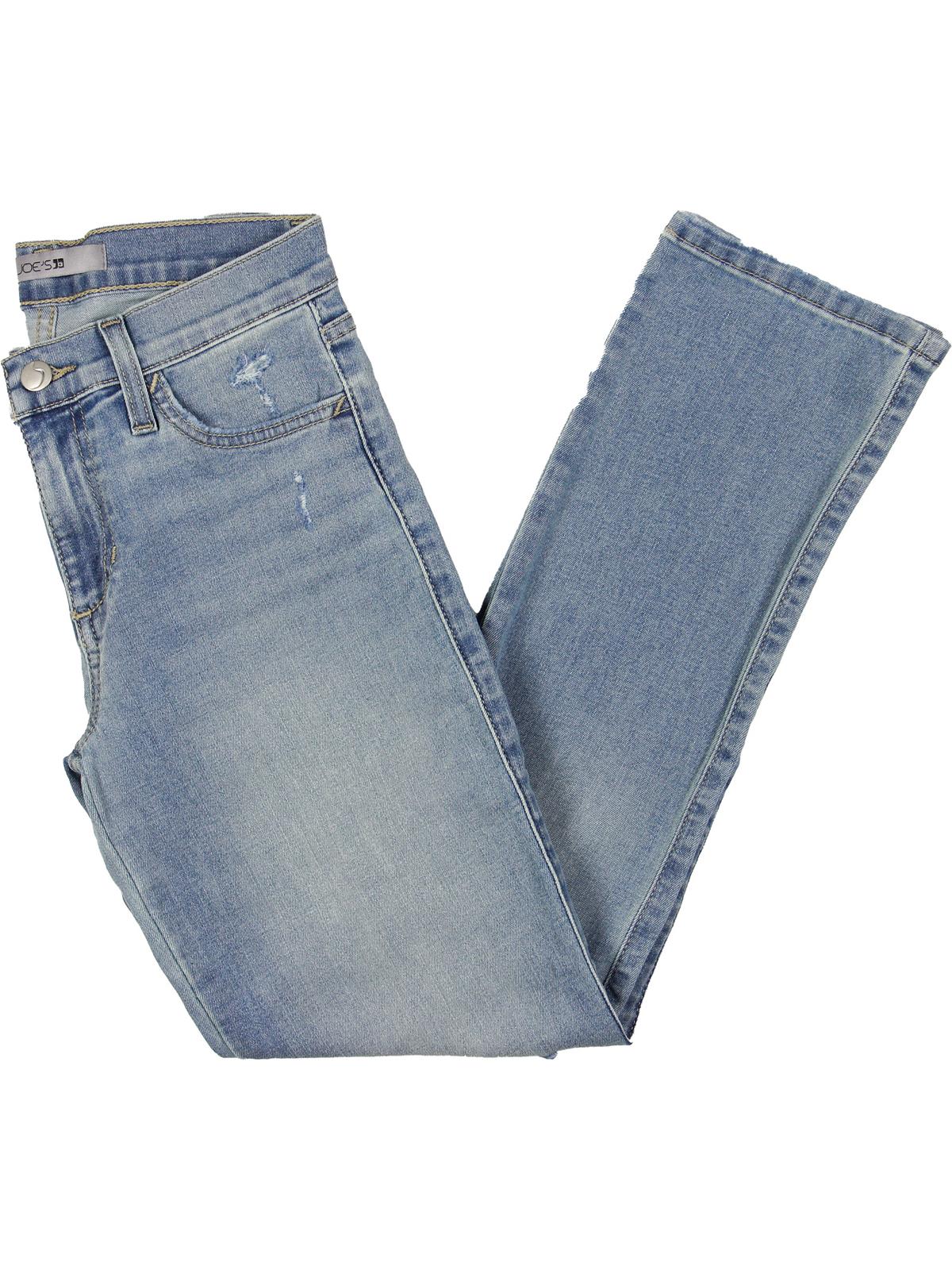 Shop Joe's Womens Mid-rise Distressed Straight Leg Jeans In Blue