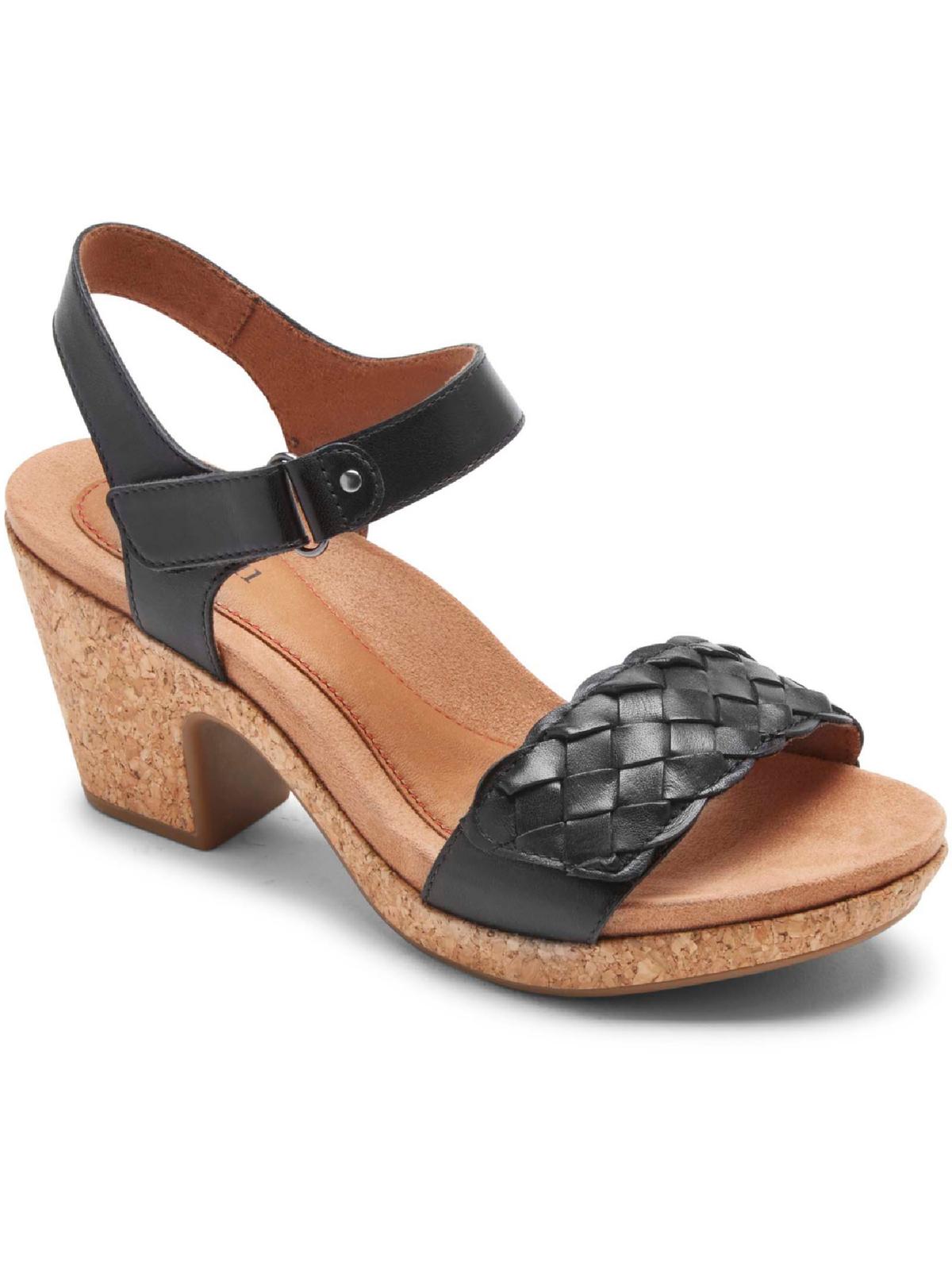 Shop Cobb Hill Alleah Womens Leather Woven Wedge Sandals In Black