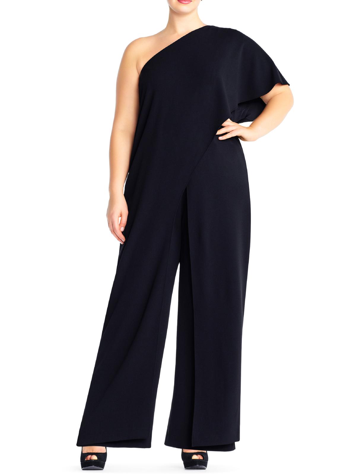 Adrianna Papell Womens Drapey Knit Jumpsuit In Blue