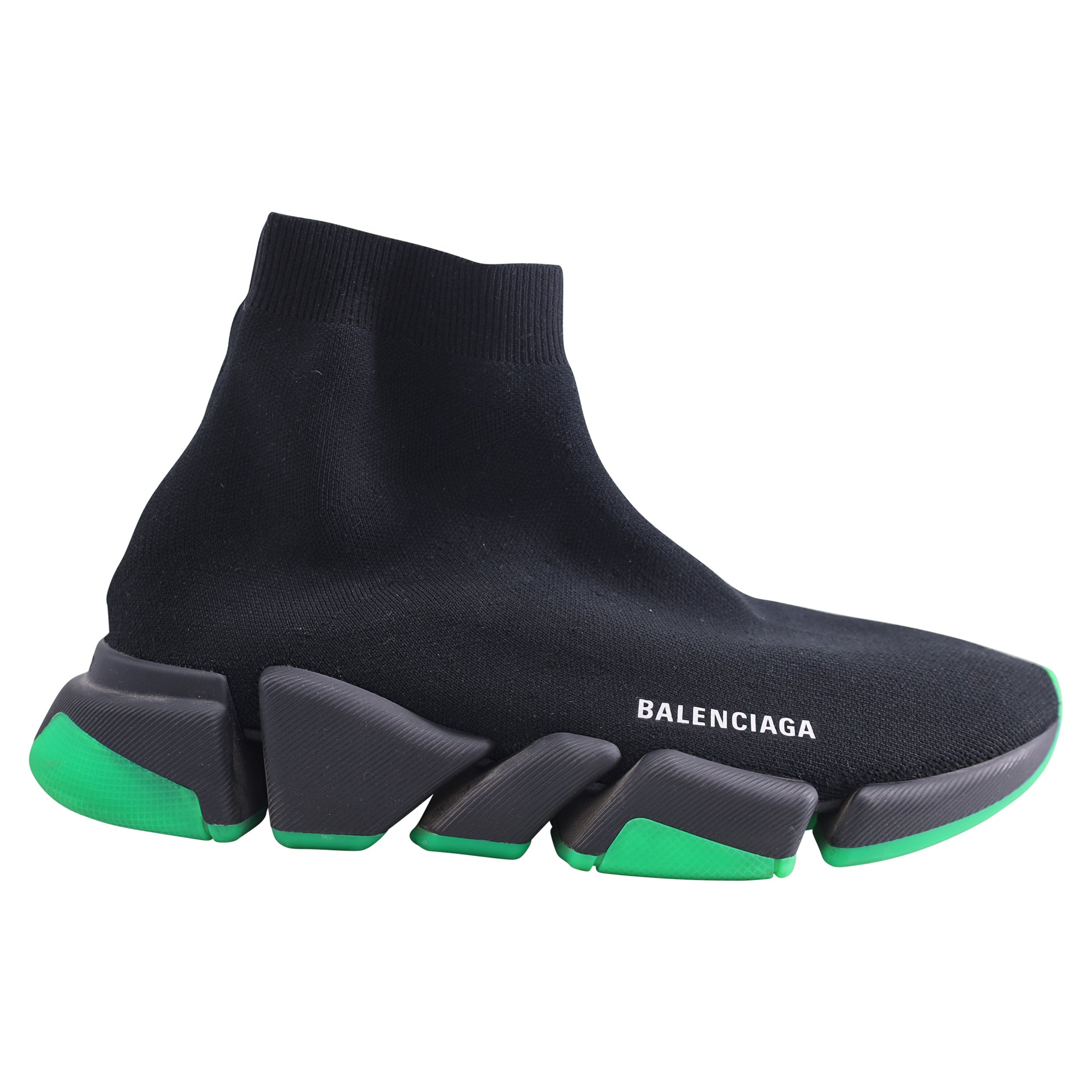 image of Balenciaga Speed 2.0 Clear Sole Sneakers in Black Polyester