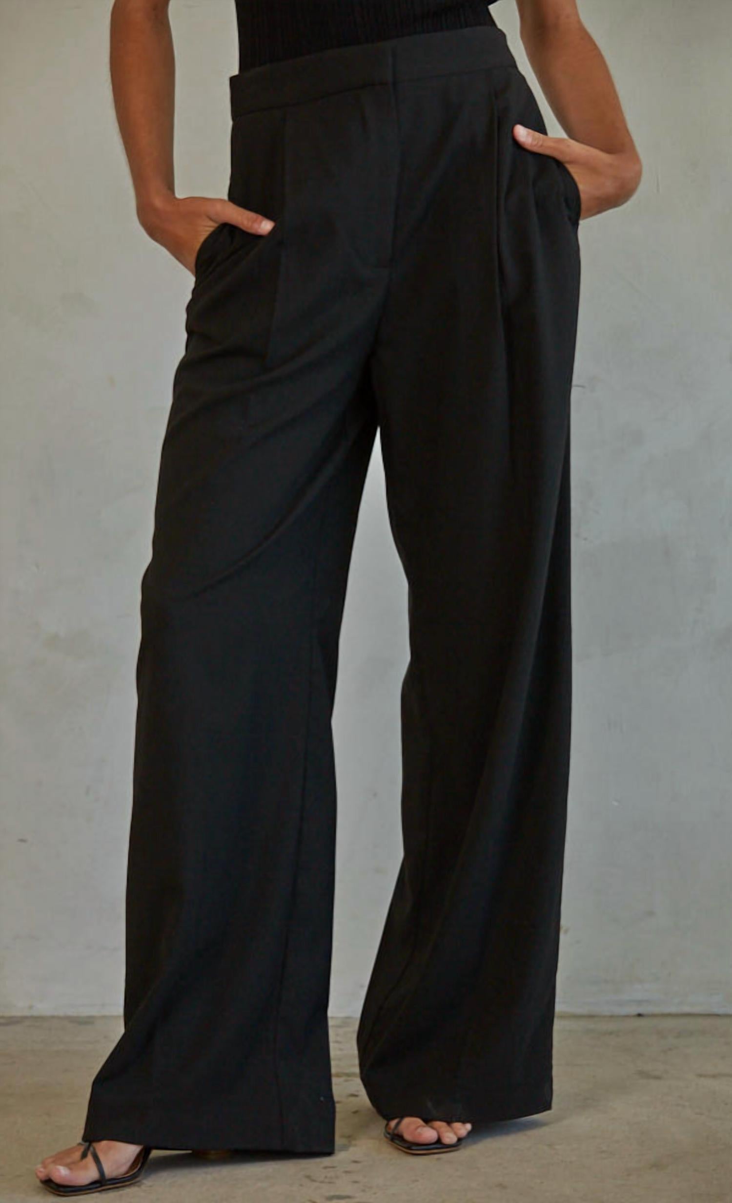 By Together Paris Wide Leg Trouser In Black In Black
