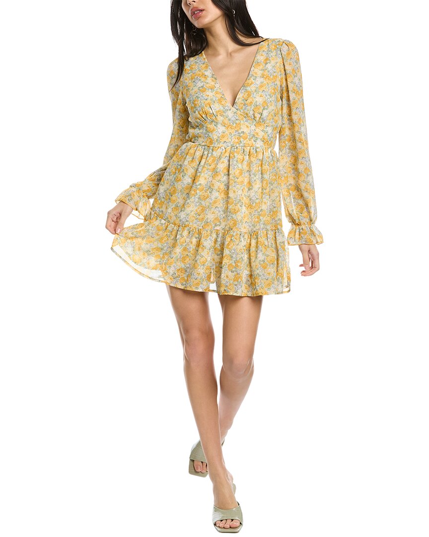 Shop Destinaire Tiered Floral Dress In Yellow
