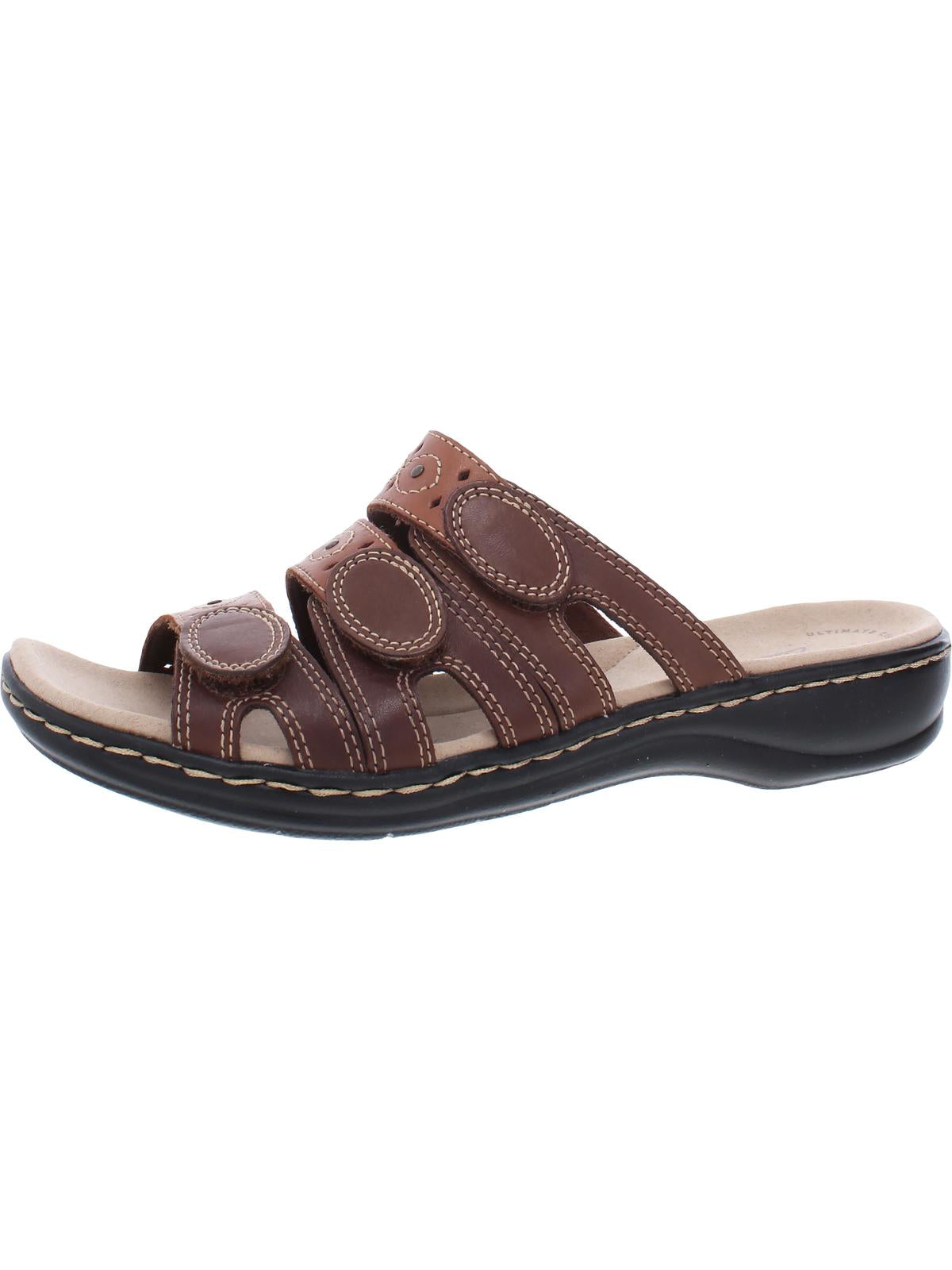 Clarks Leisa Cacti Q Womens Leather Embellished Wedge Sandals In Brown