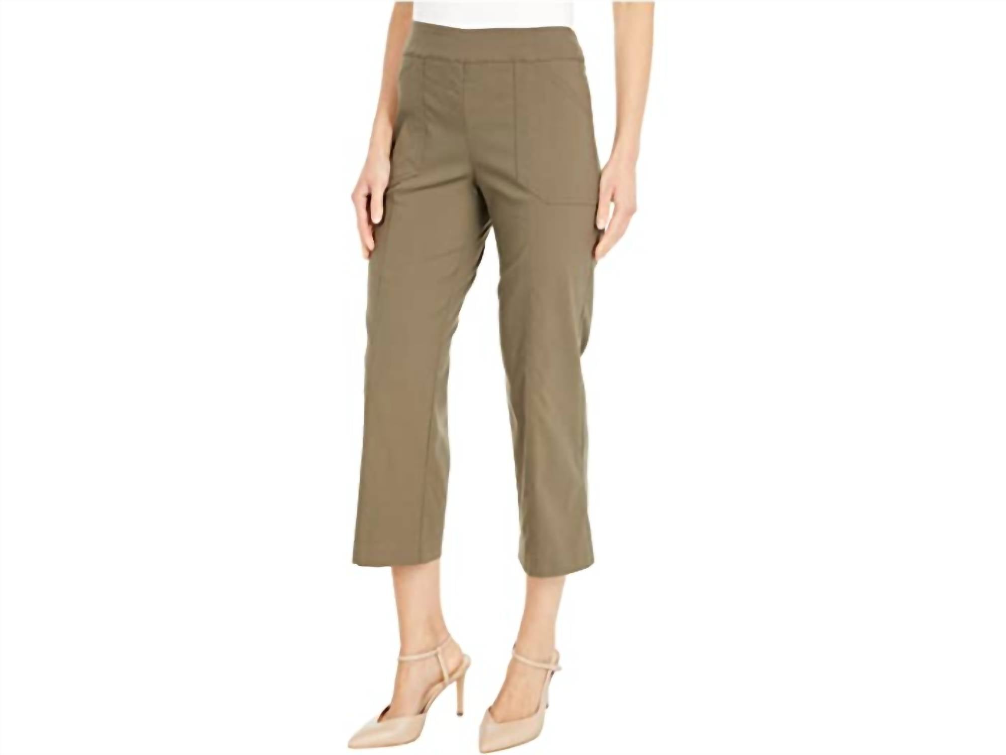 Shop Elliott Lauren Control Stretch Pull On With Angled Pocket Detail Pants In Mineral In Brown